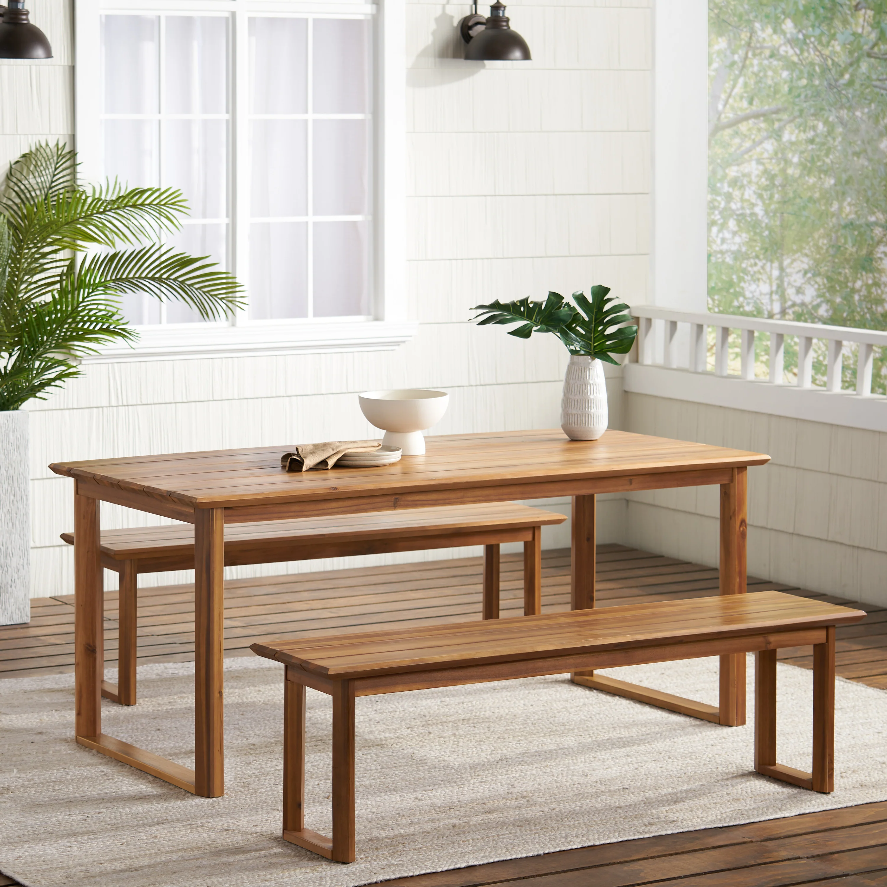 Conifer Outdoor Acacia Wood 3 Piece Picnic Set - furnishings