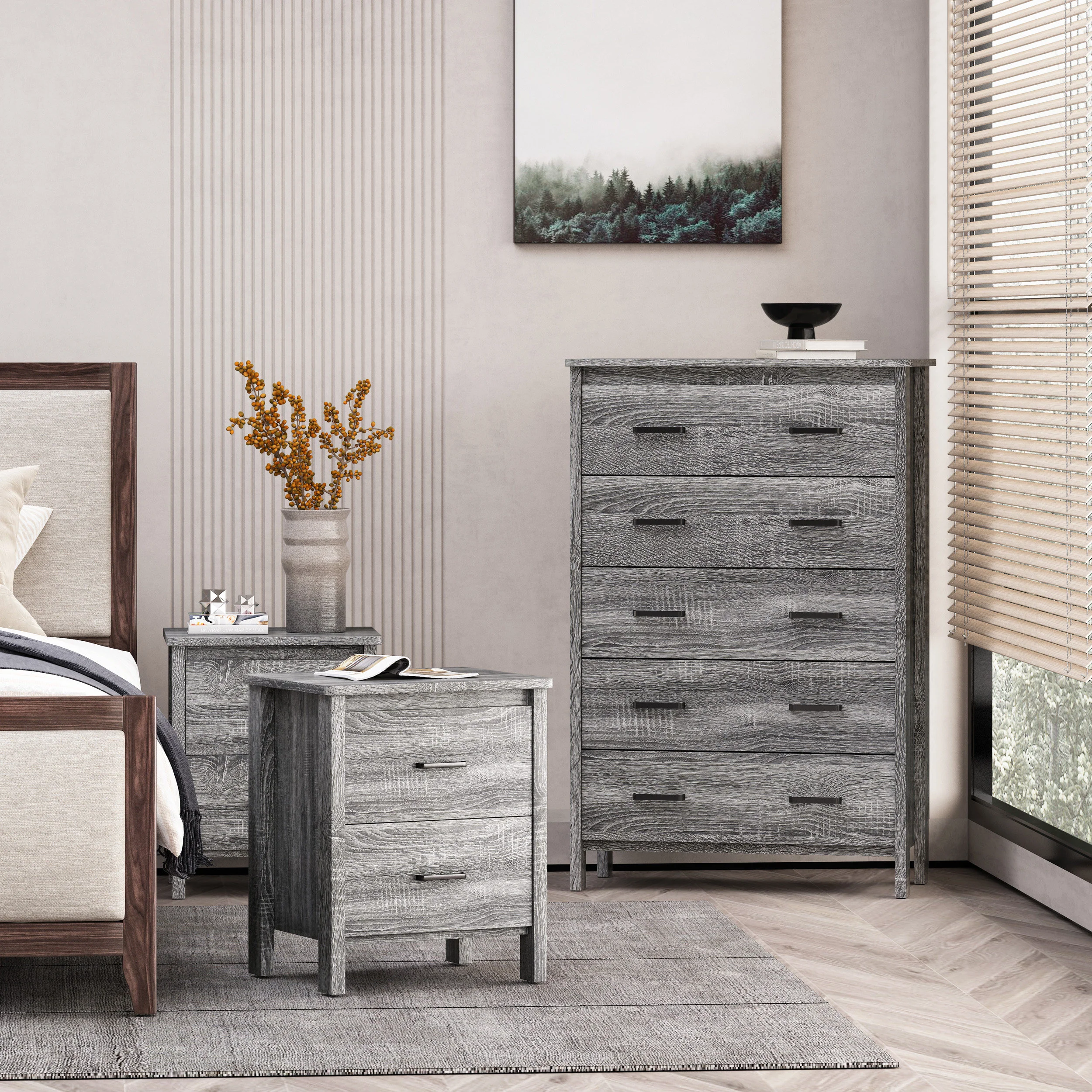 Titeca Contemporary 3 Piece Dresser and Nightstand Set - furnishings