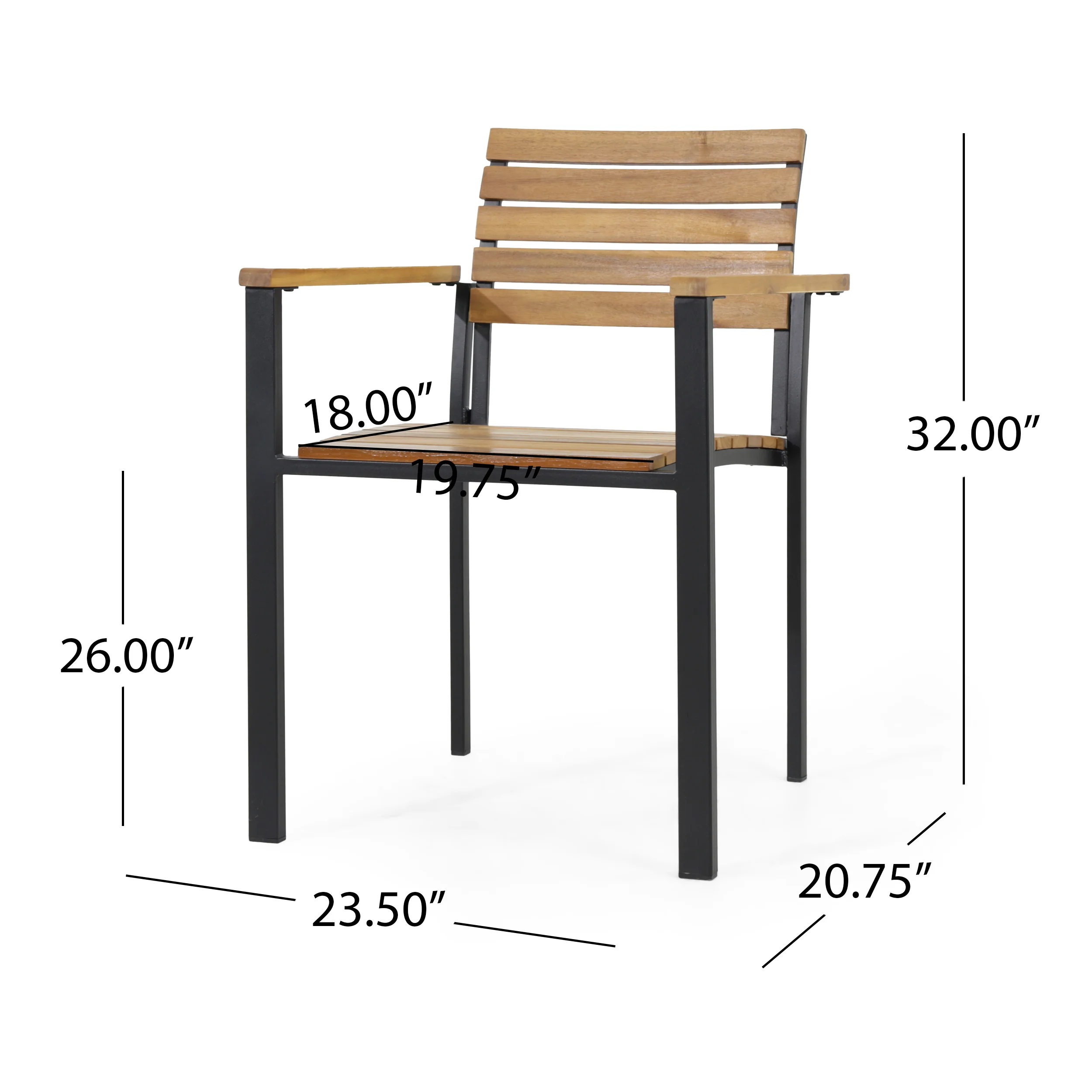 Natalie Outdoor 6 Seater Wood and Iron Dining Set - furnishings
