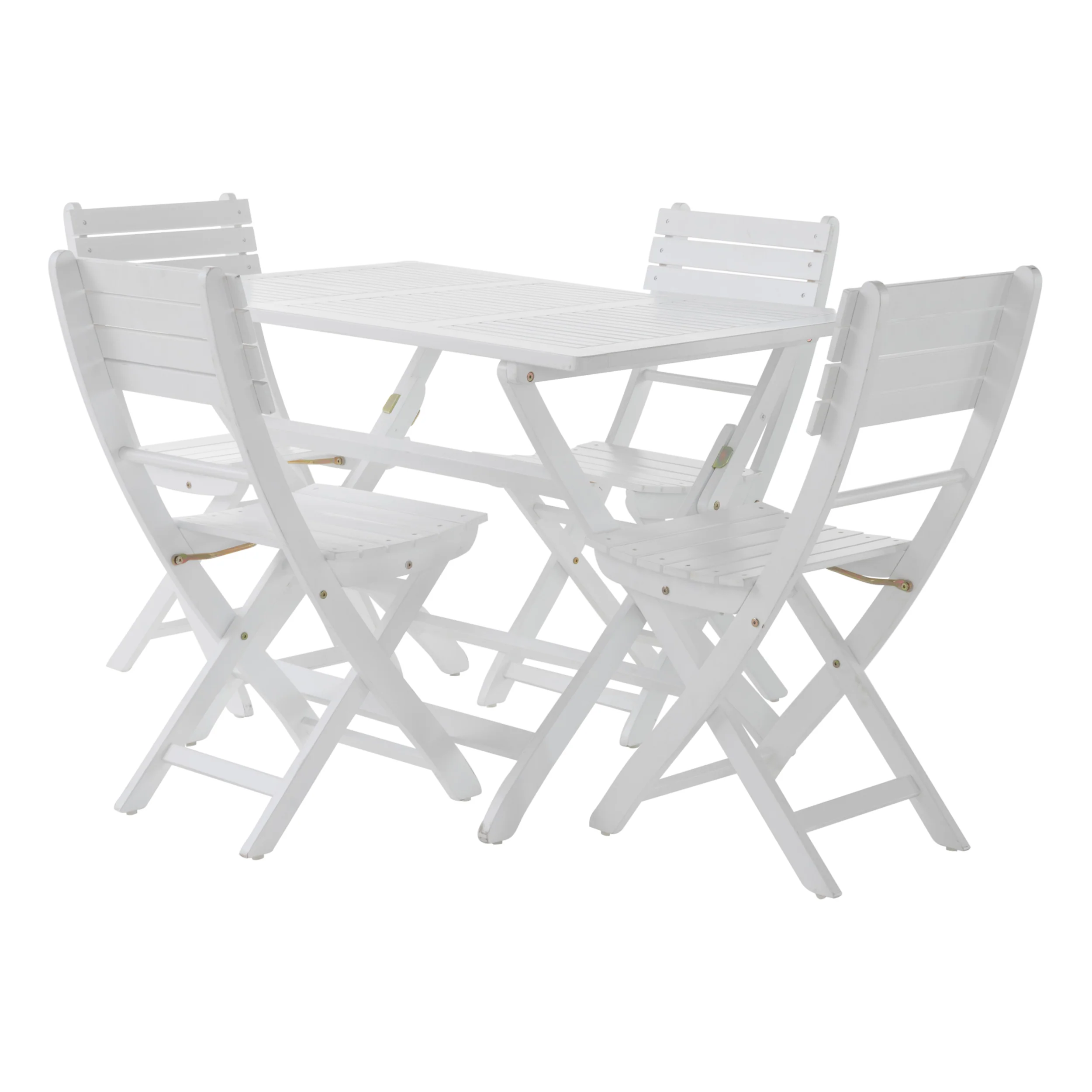 Vicaro Outdoor White Finish Acacia Wood Foldable Dining Set - furnishings