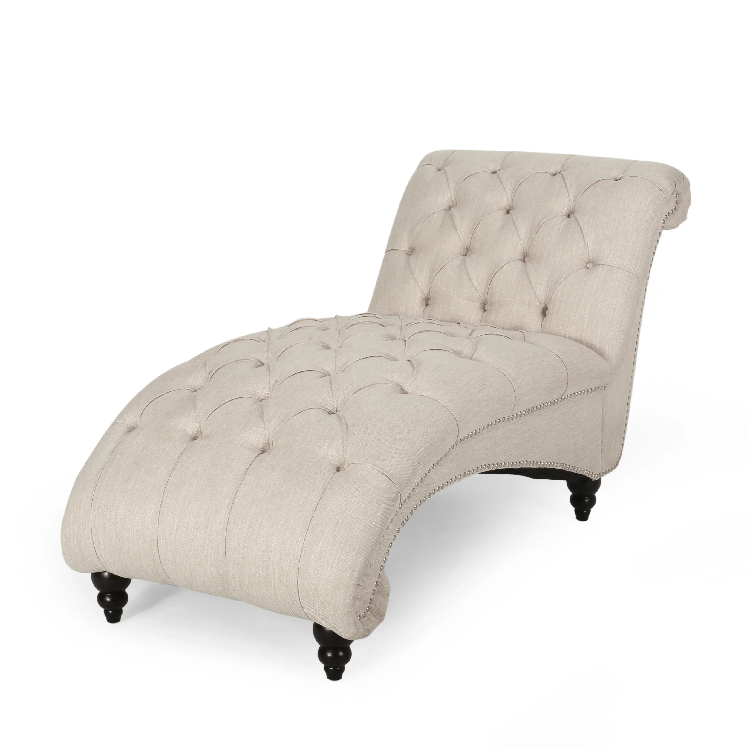 Meigs Varnell Contemporary Fabric Button Tufted Chaise Lounge - furnishings