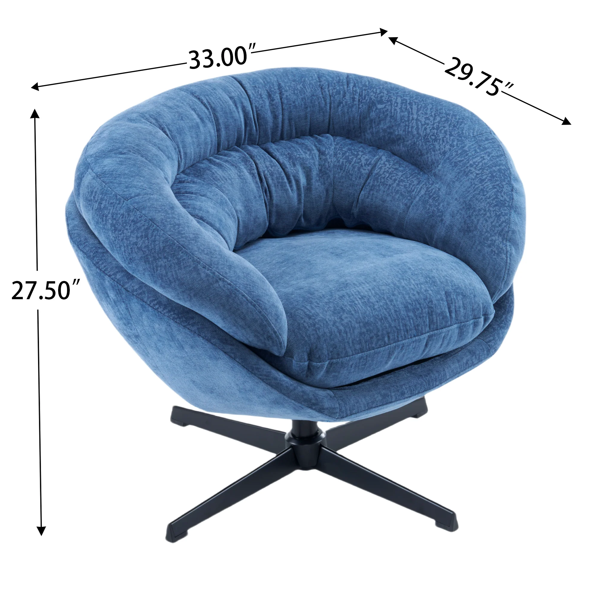 Olevate Chenille Upholstered 360 degree Swivel Arm Chair, Metal Cross-shape legs - furnishings