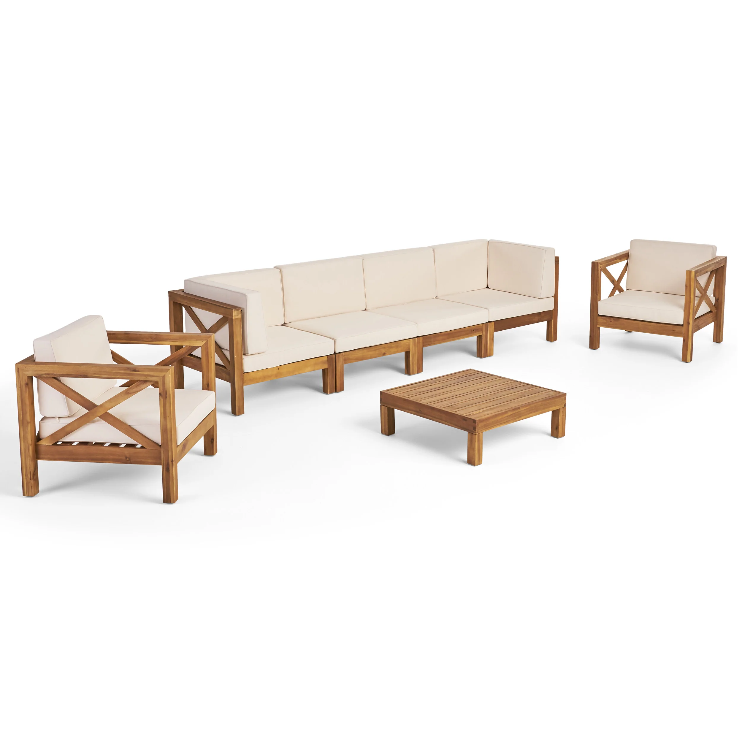 Morgan Outdoor 6 Seater Acacia Wood Sofa Chat Set - furnishings
