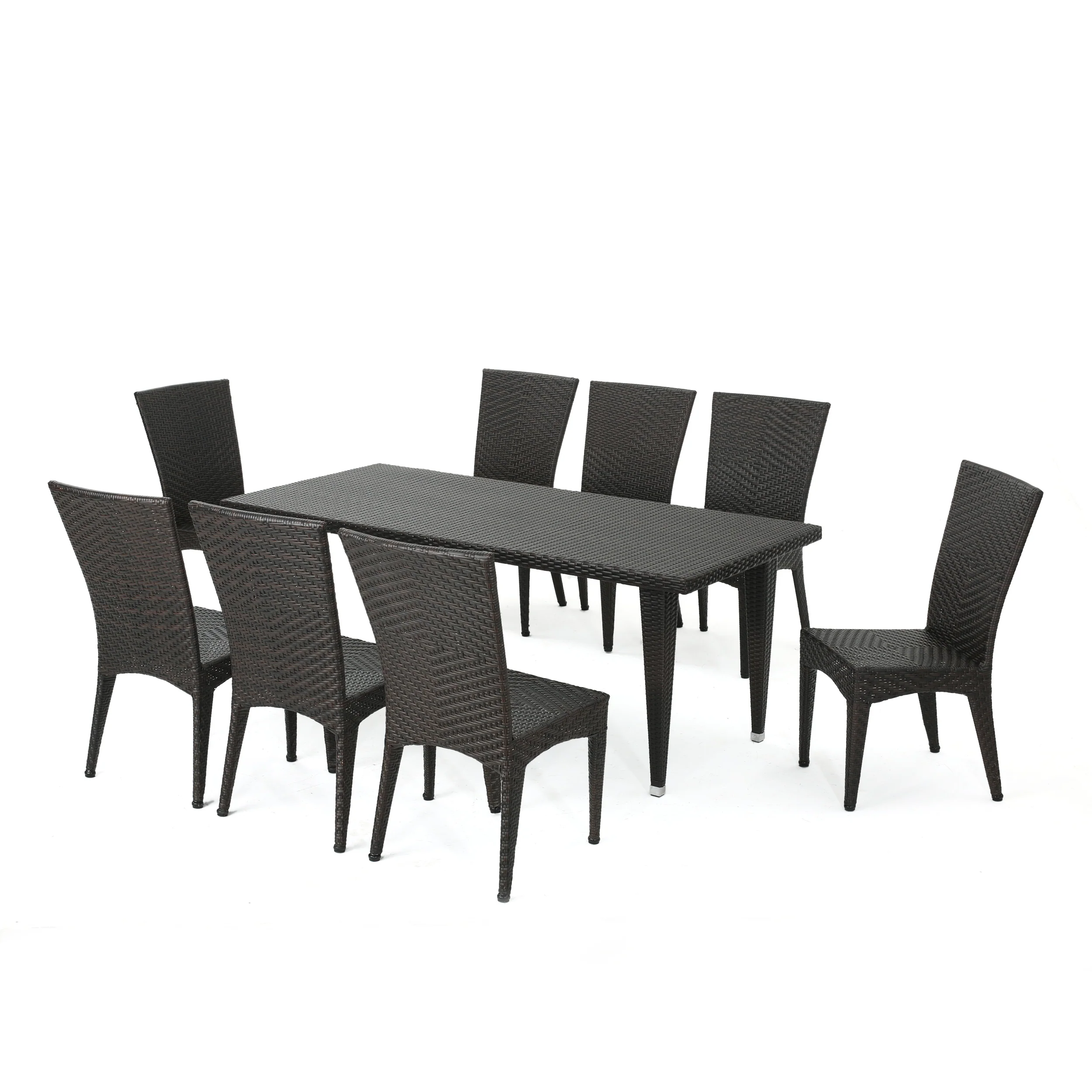 Moorhouse Outdoor 9 Piece Multi-Brown Wicker Dining Set - furnishings
