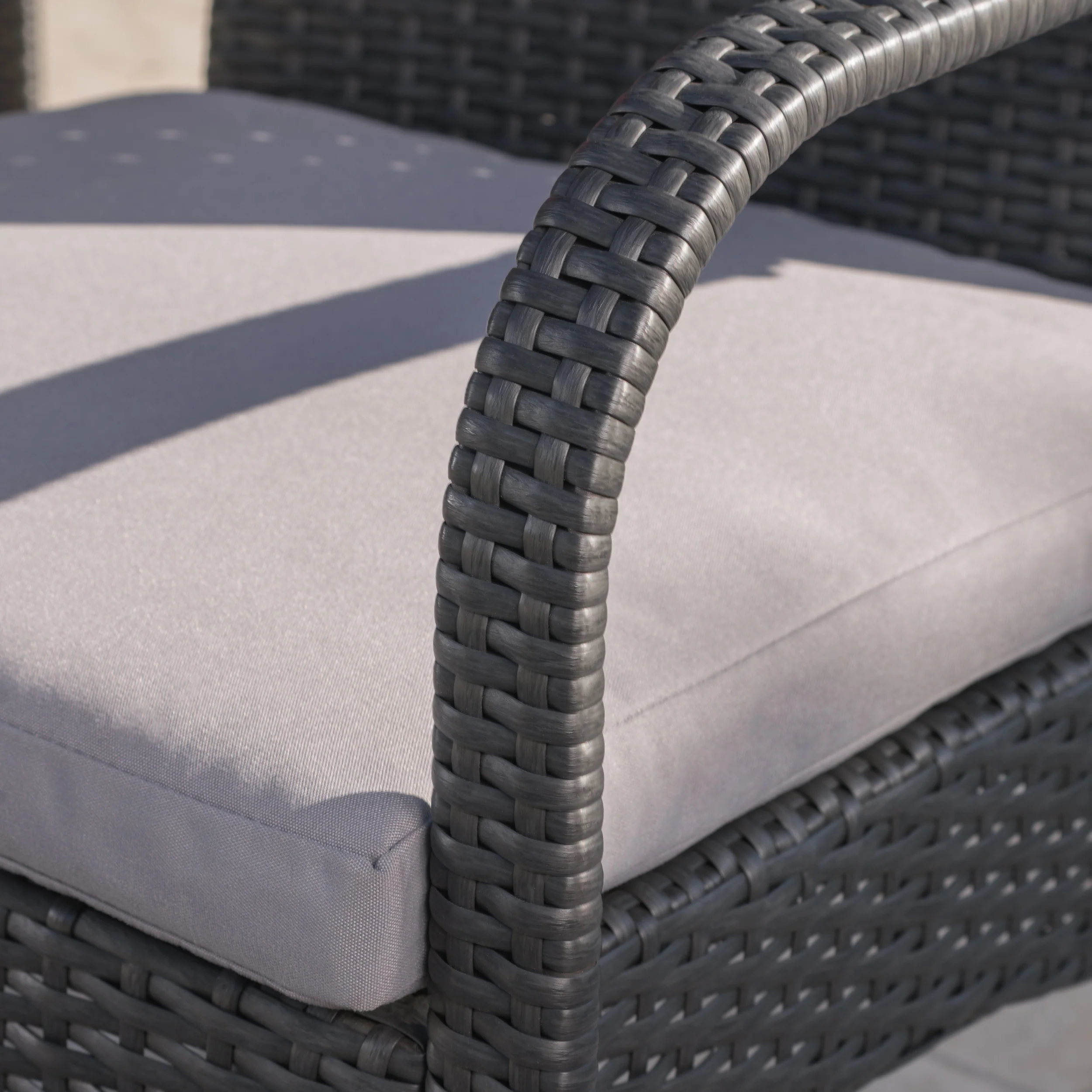 Carpenter Outdoor 7 Piece Gray Wicker Dining Set with Gray Water Resistant Cushions - furnishings