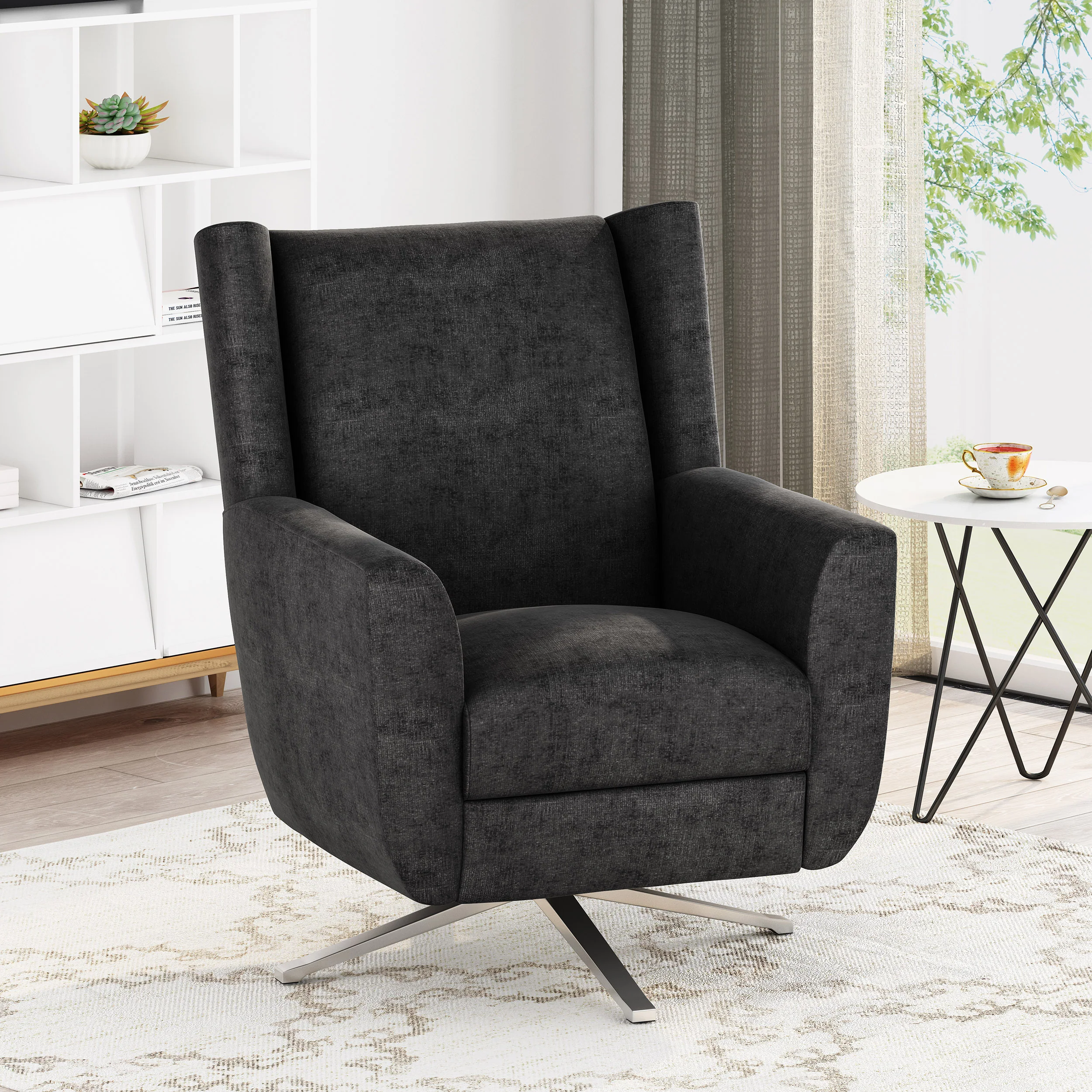Dezi Contemporary Fabric Swivel Chair - furnishings