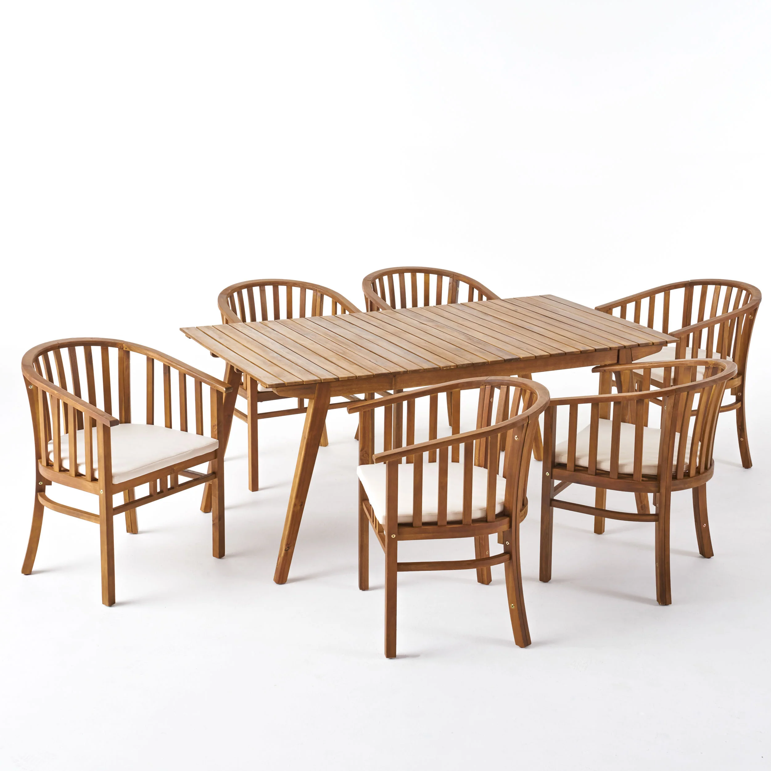 Rosin Outdoor 6 Seater Acacia Wood Dining Set - furnishings