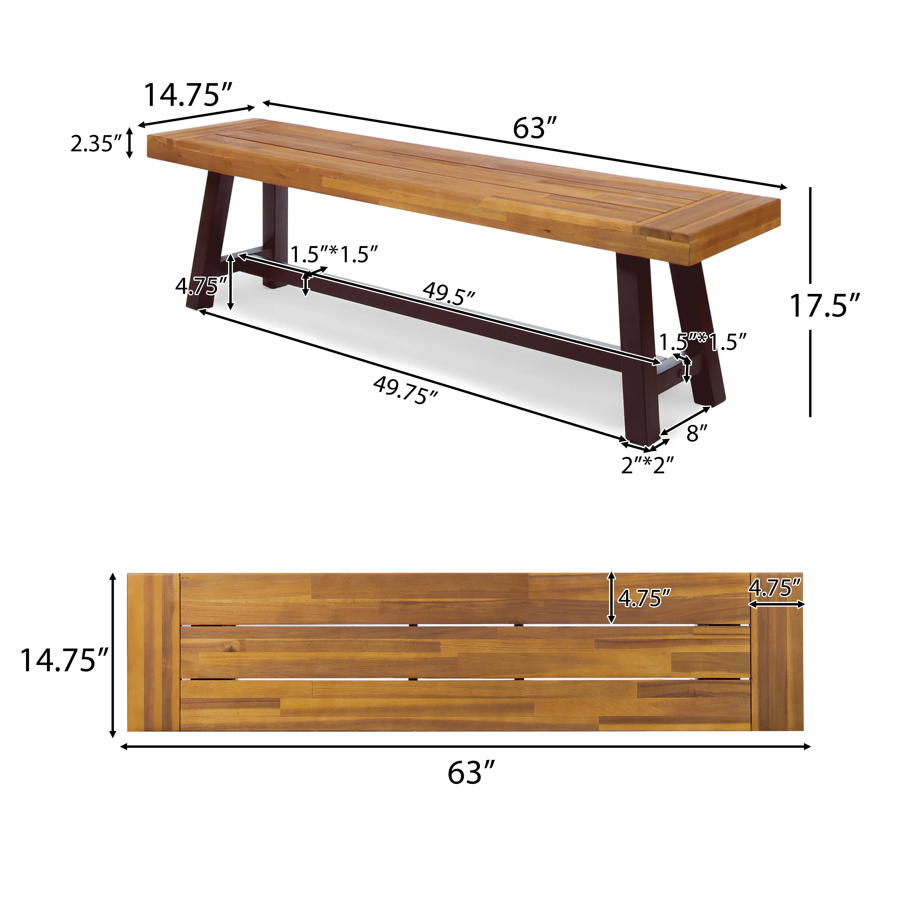 Bowman Outdoor Acacia Wood Benches, Set of 2 - furnishings