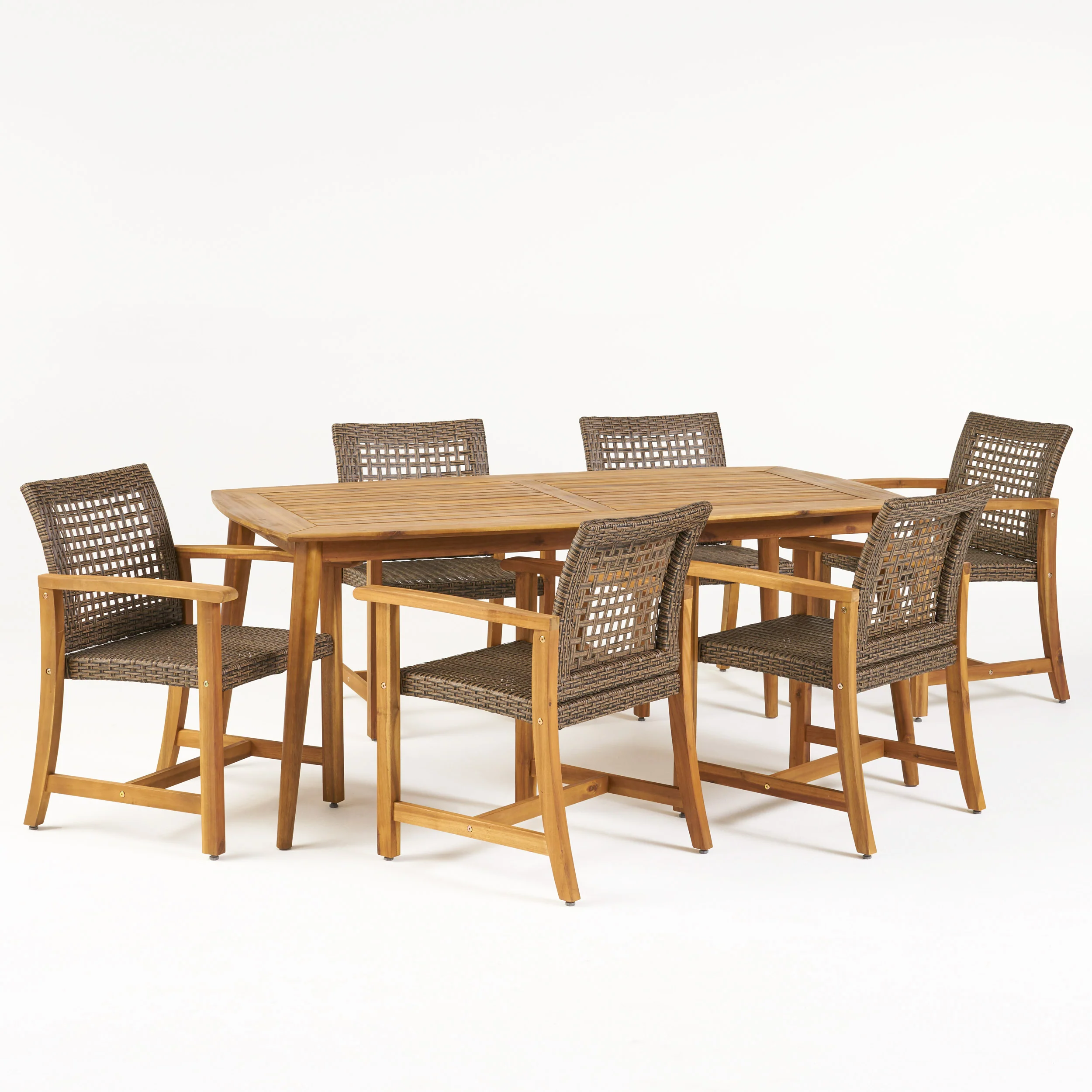 Alian Outdoor 6 Seater Acacia Wood Dining Set - furnishings
