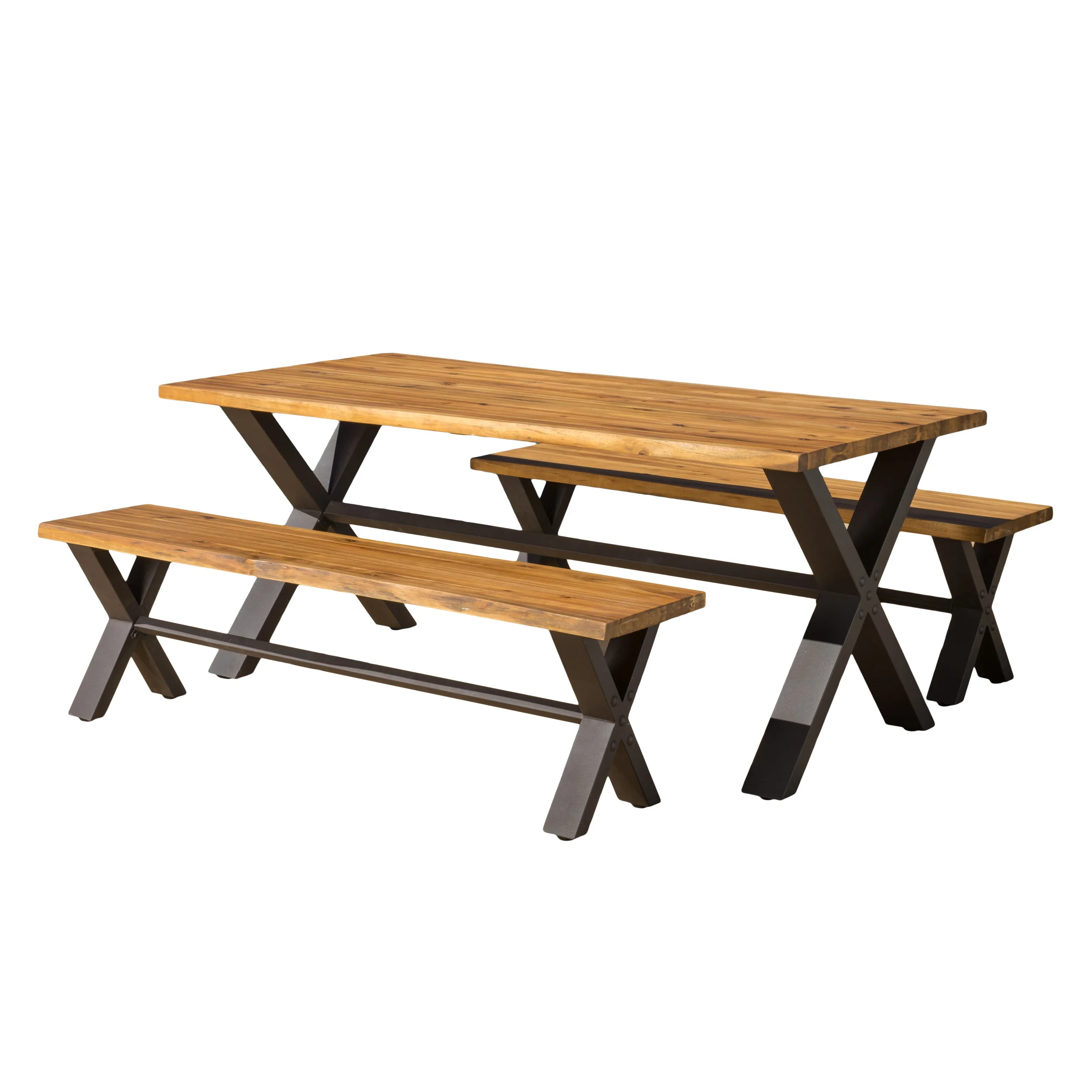 Irving Outdoor 3-piece Acacia Wood Dining Set - furnishings