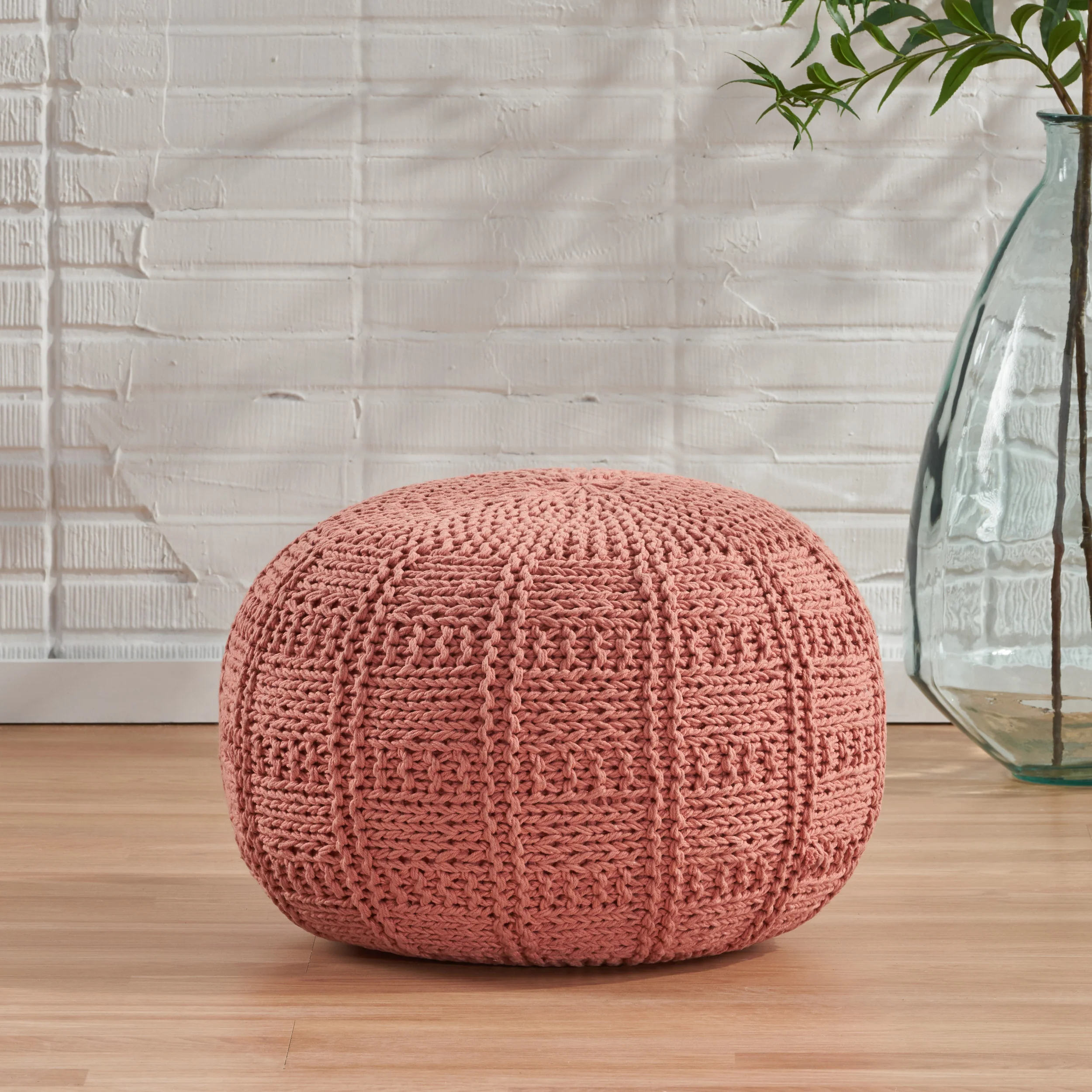 Valentine Handcrafted Modern Fabric Pouf - furnishings