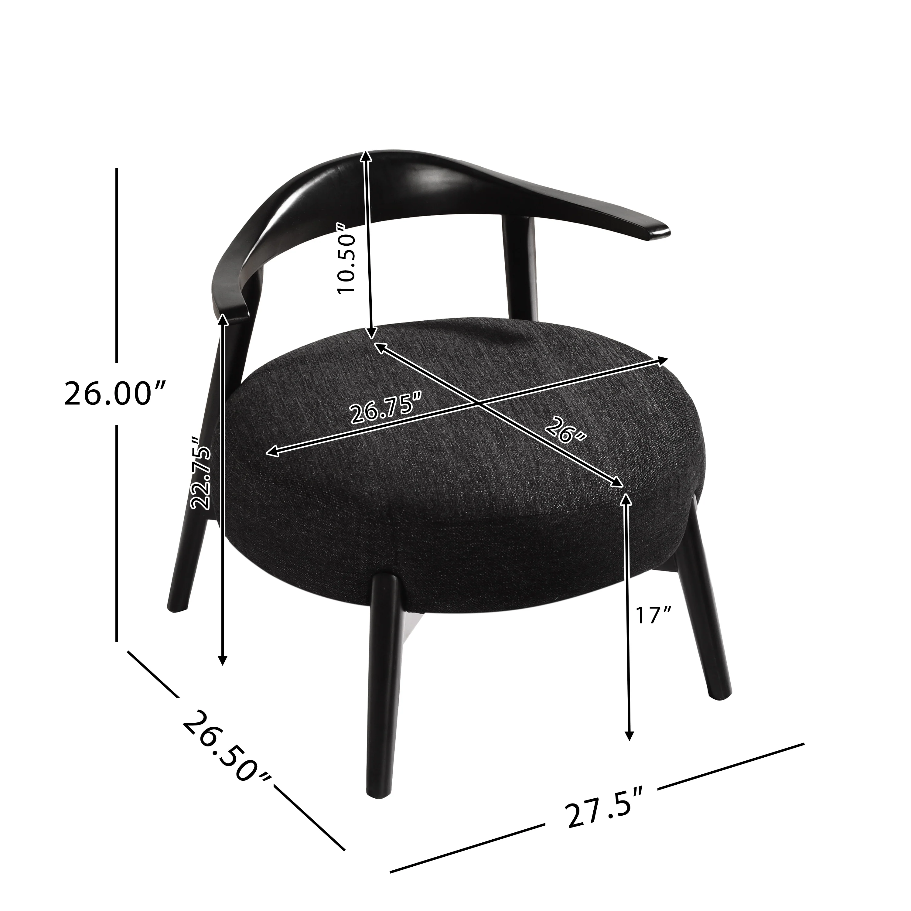 Acamar Acamar Polyester and Birch Wishbone Accent Chair - furnishings