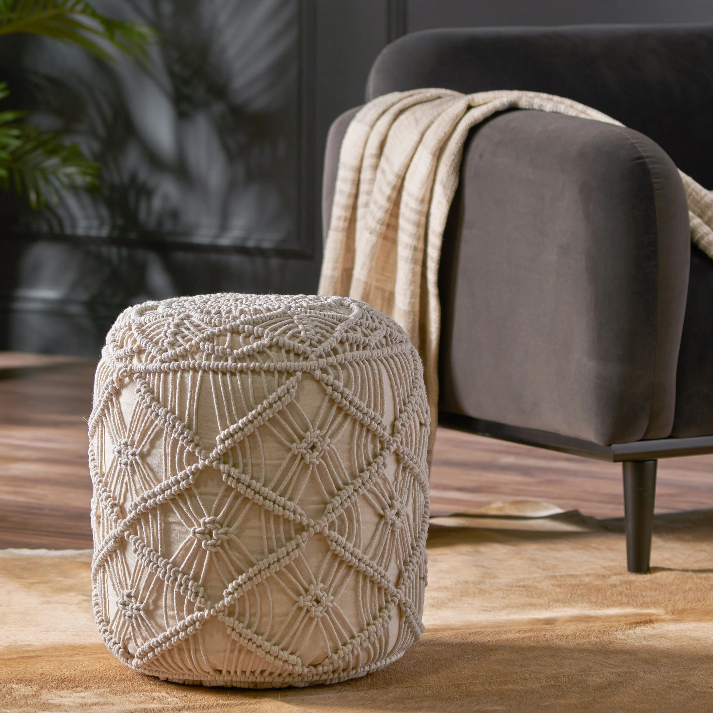Shashwat Macrame Cube Pouf - furnishings