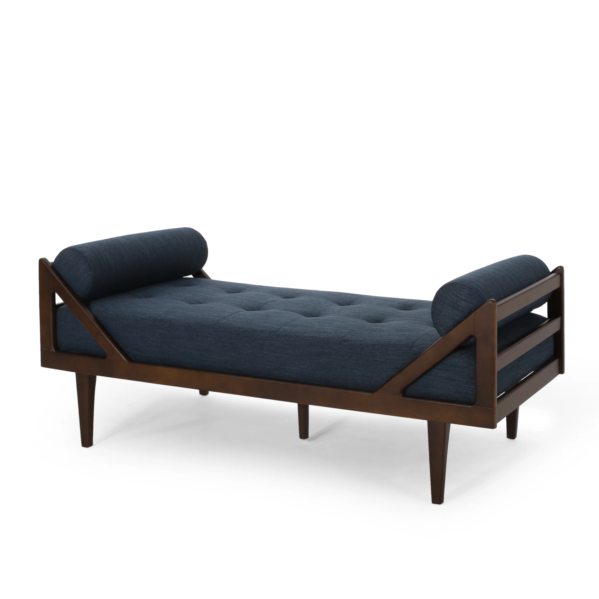 Sumner Contemporary Tufted Chaise Lounge with Rolled Accent Pillows - furnishings