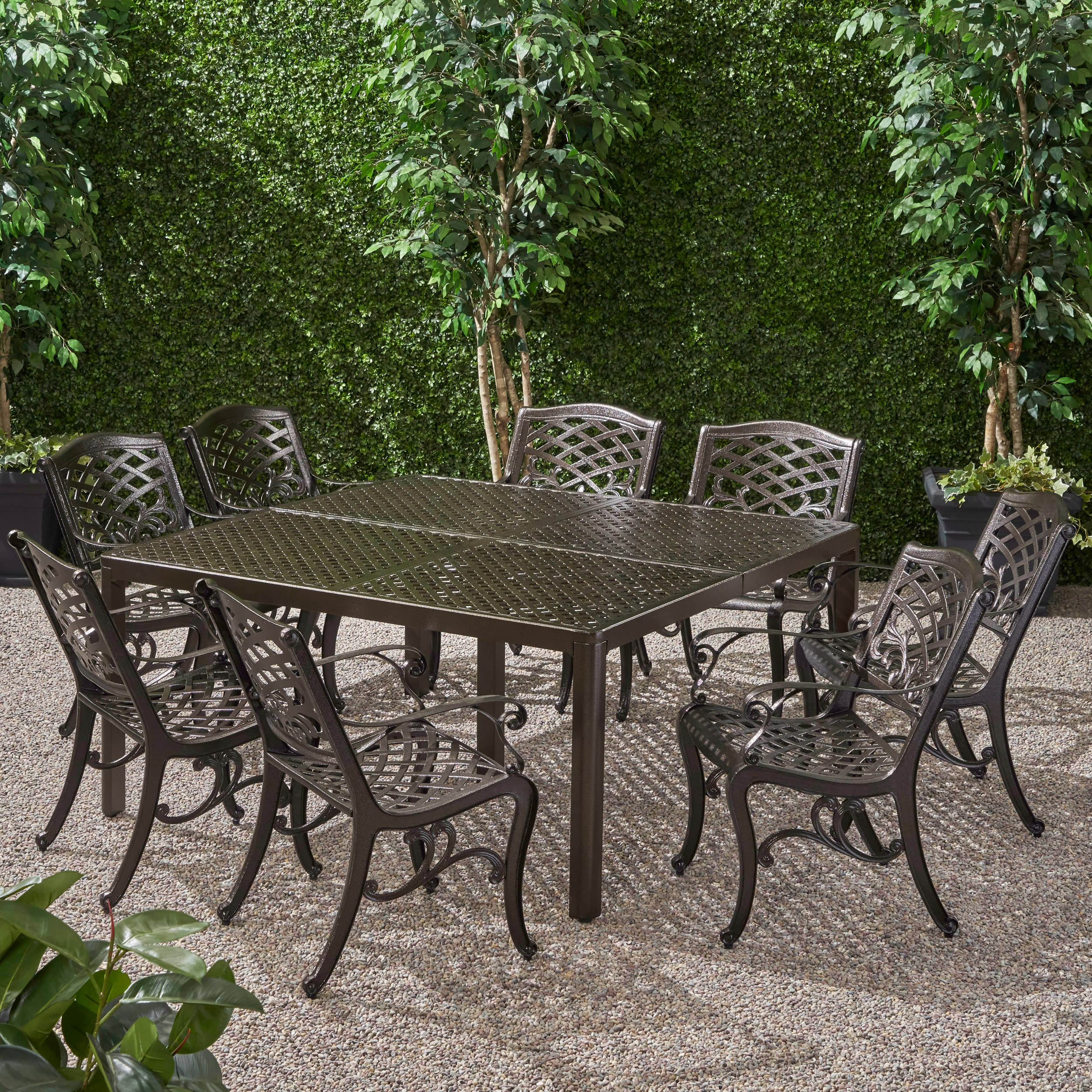 Laura Outdoor Aluminum 8 Seater Dining Set - furnishings