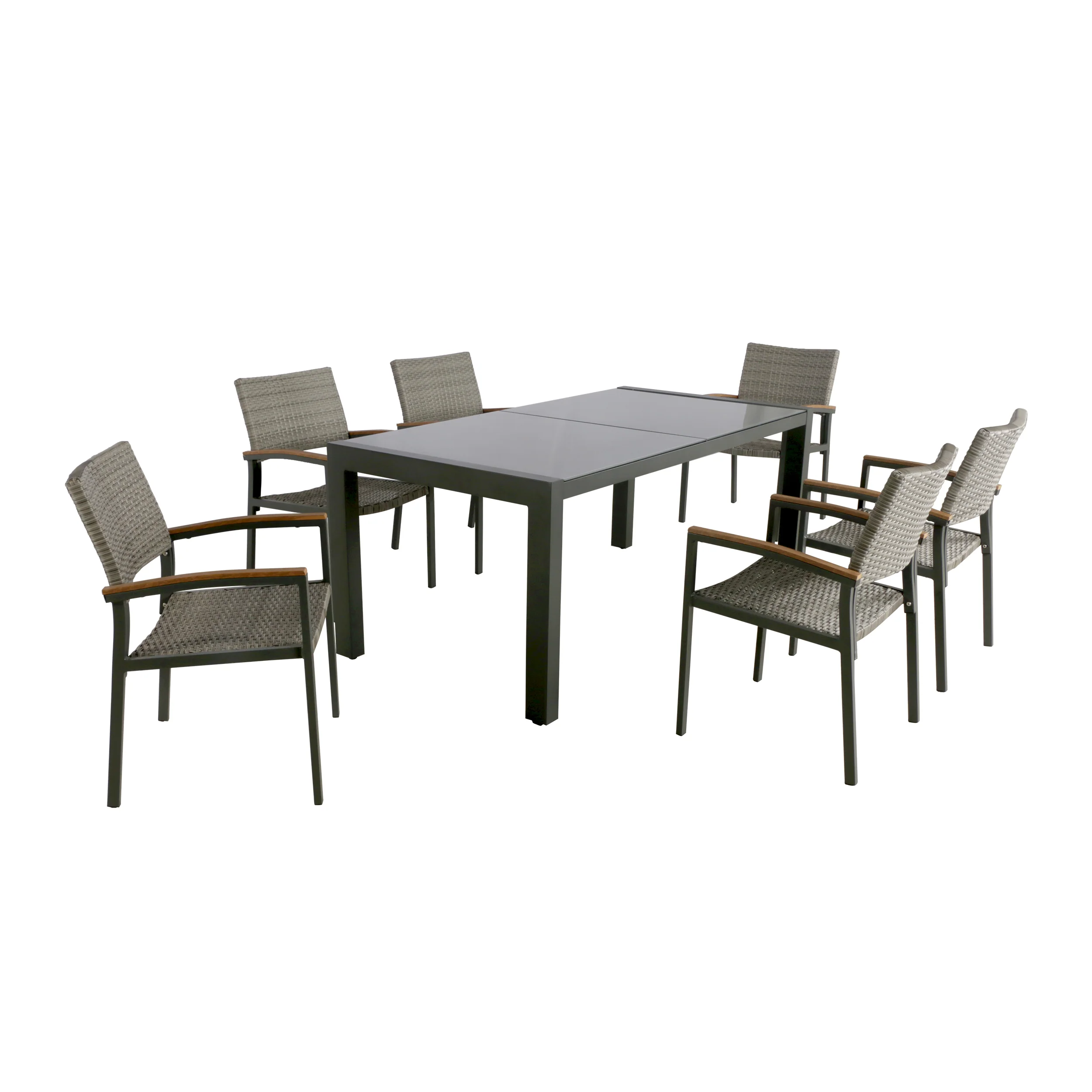 Jamie Outdoor Aluminum and Mesh 7 Piece Dining Set with Glass Table Top - furnishings