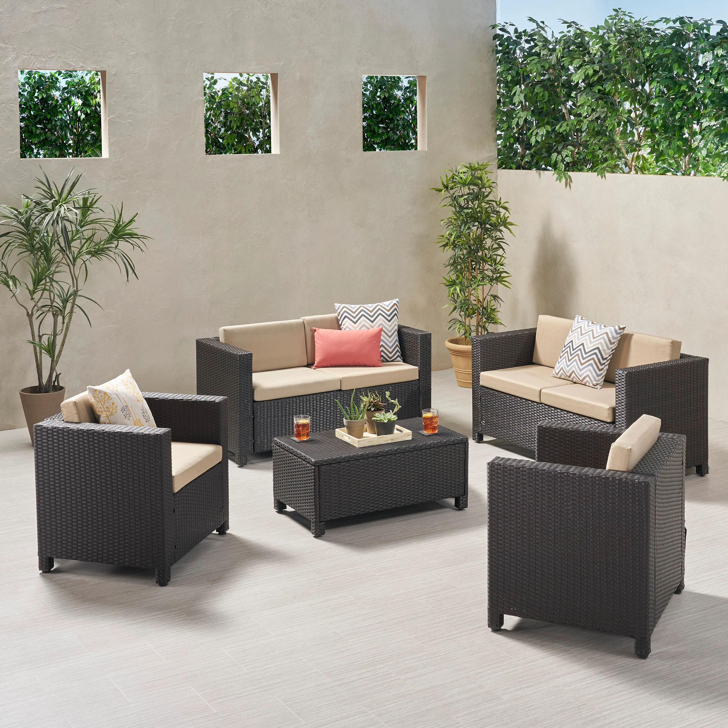 Venice 6-Seater Outdoor Sofa Set with Coffee Table - furnishings