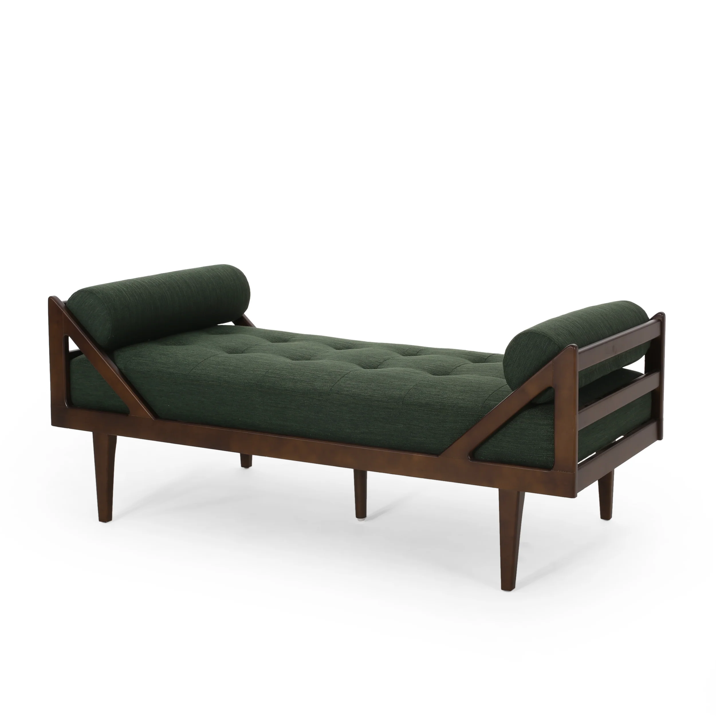 Sumner Contemporary Tufted Chaise Lounge with Rolled Accent Pillows - furnishings