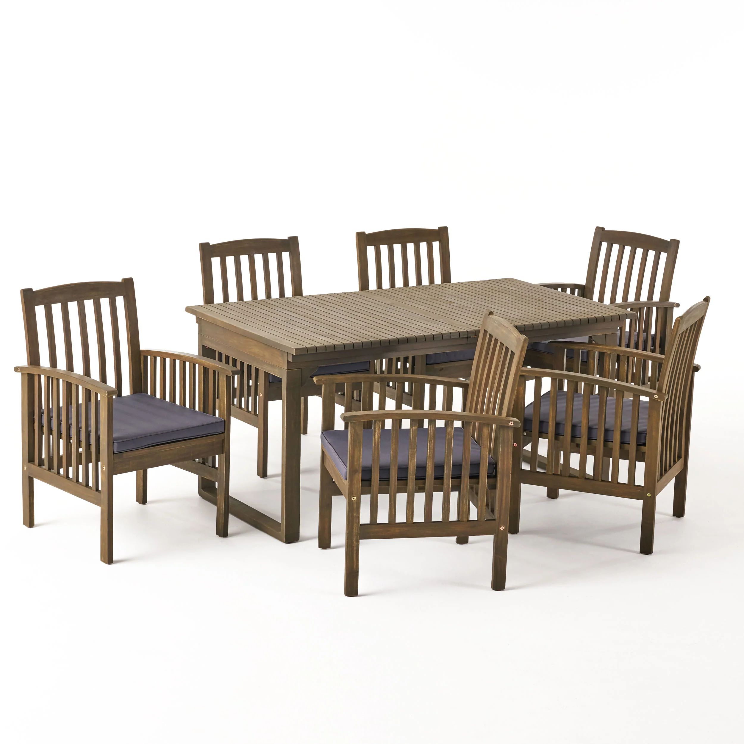 Bowdon Outdoor 6 Seater Expandable Acacia Wood Dining Set - furnishings