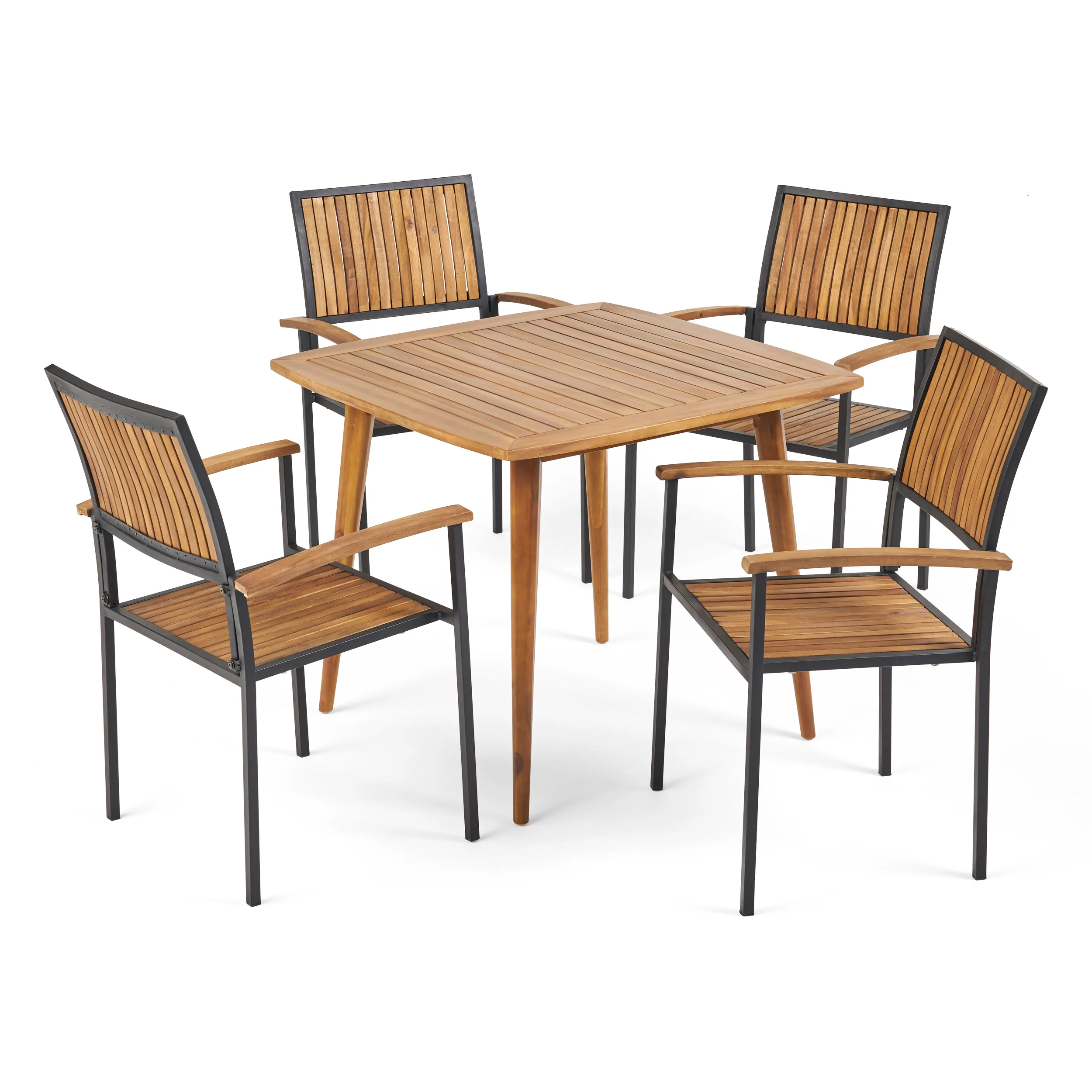 Tabitha Outdoor 4 Seater Acacia Wood Square Dining Set - furnishings