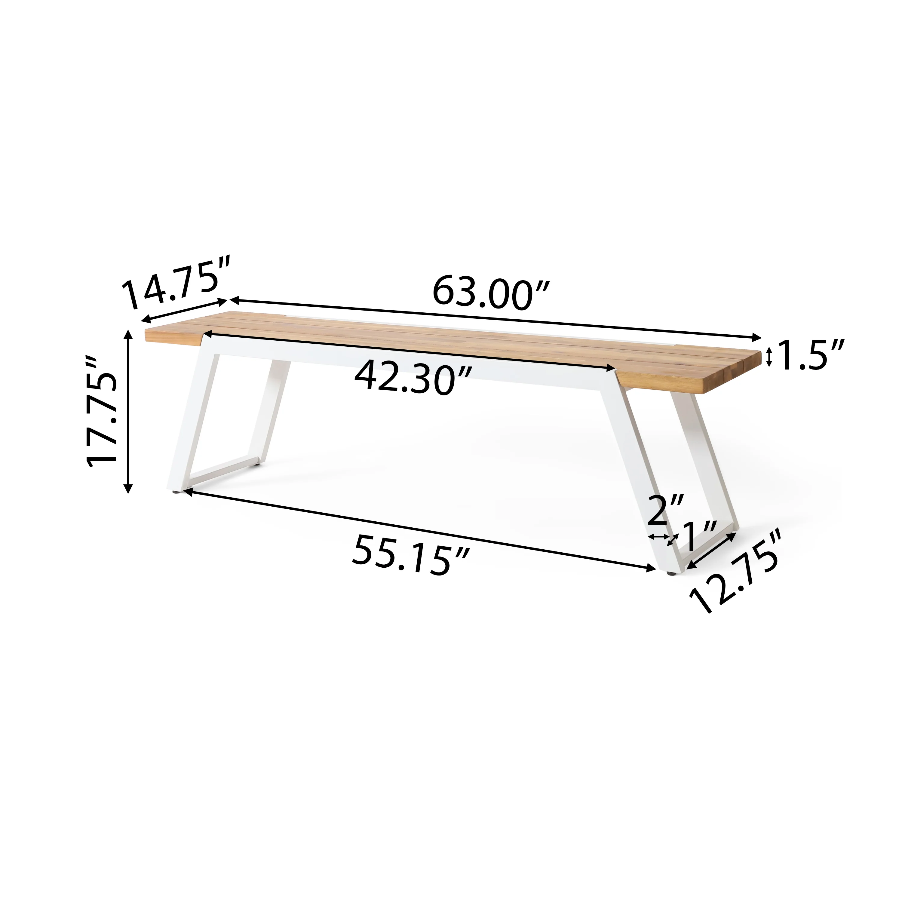 Gebo Outdoor Modern Acacia Wood Dining Bench - furnishings