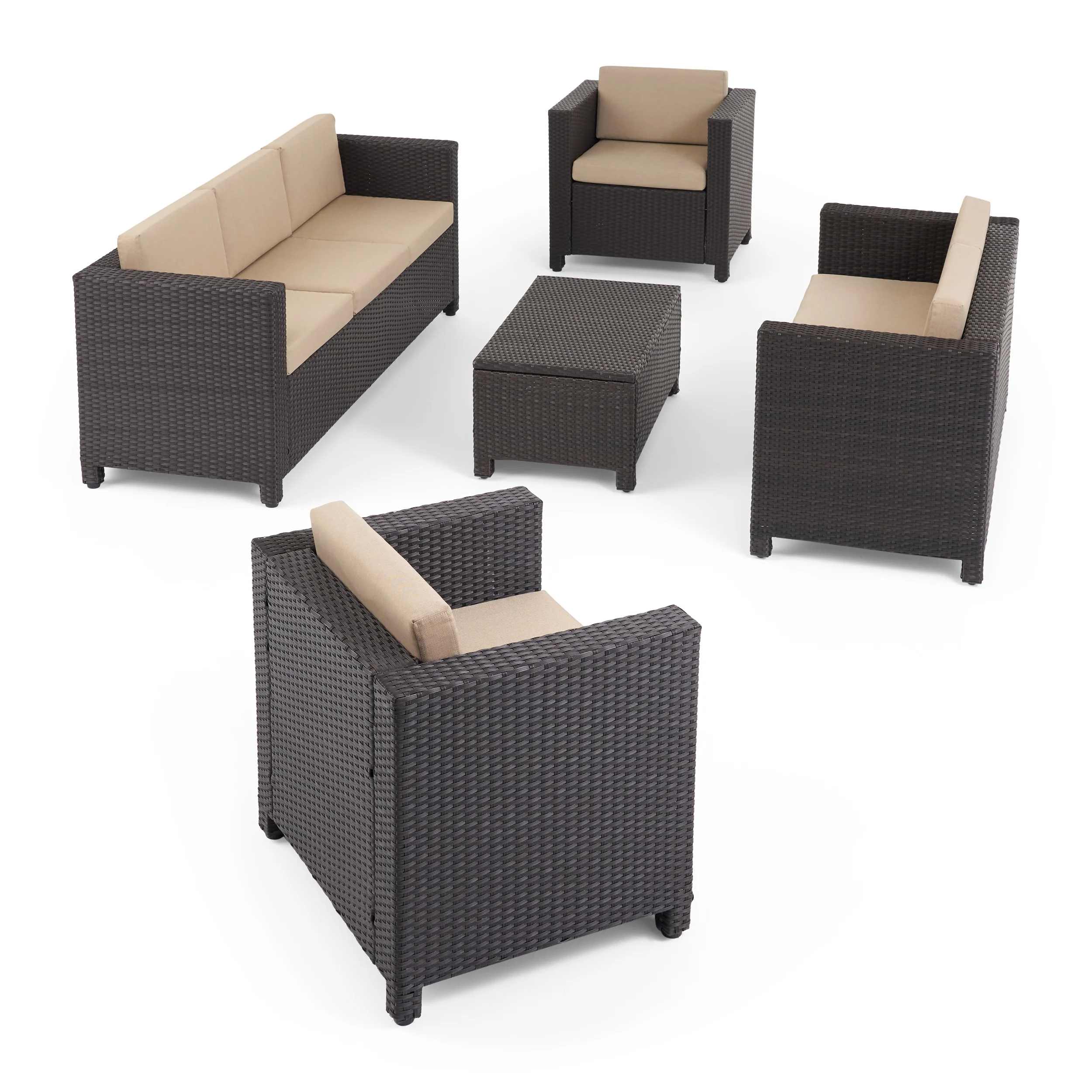 Venice Outdoor 7 Seater Sofa Chat Set with Cushions - furnishings