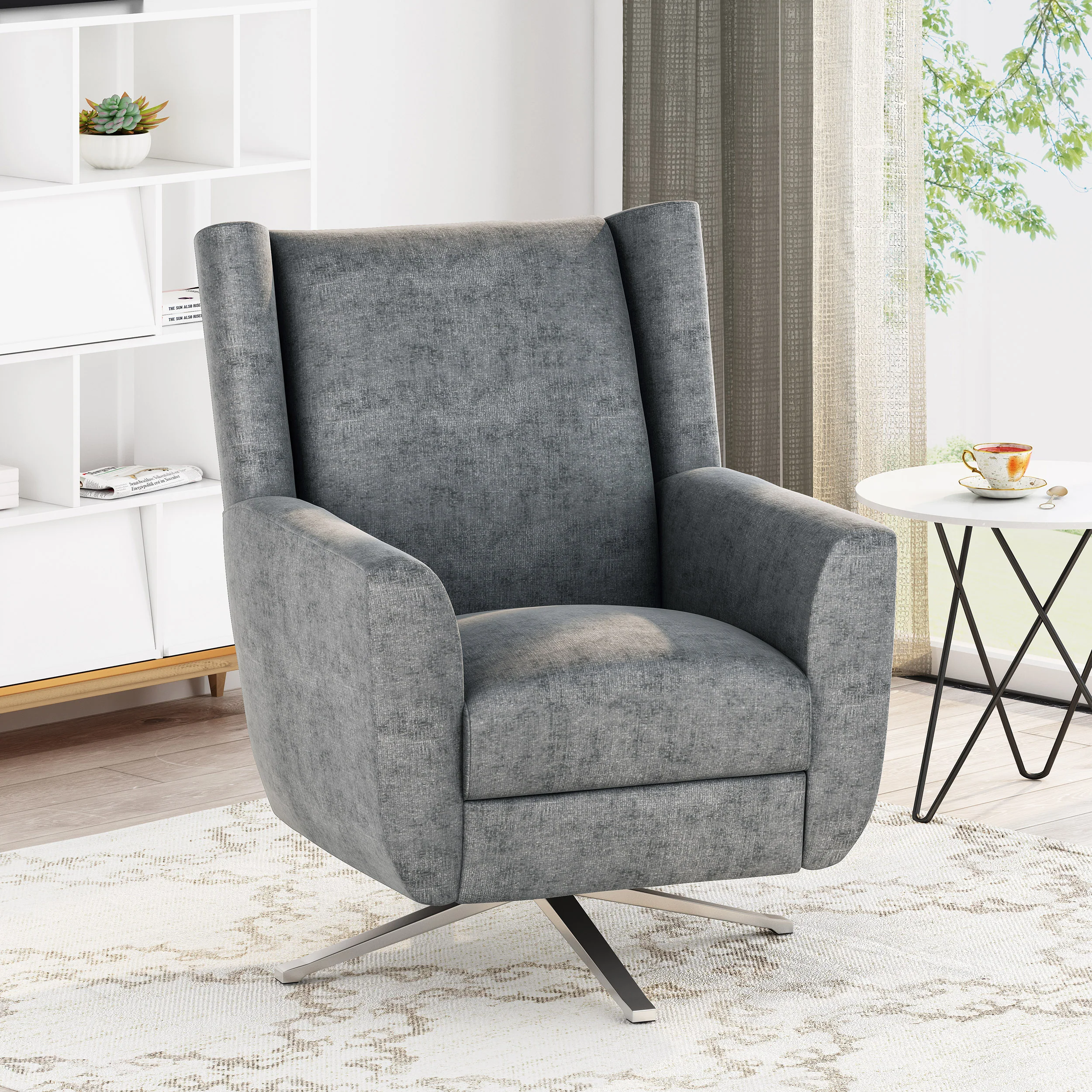 Dezi Contemporary Fabric Swivel Chair - furnishings