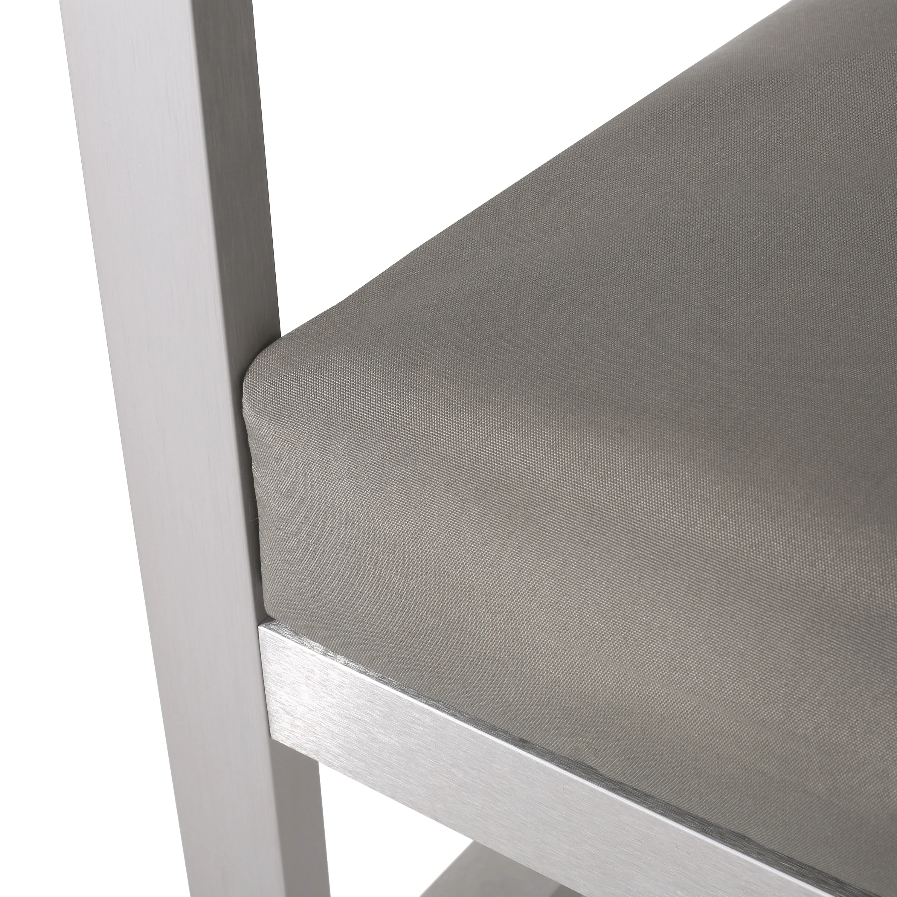 Noah Outdoor 4 Piece Silver Rust-Proof Aluminum Chat Set with Gray Water Resistant Cushions - furnishings