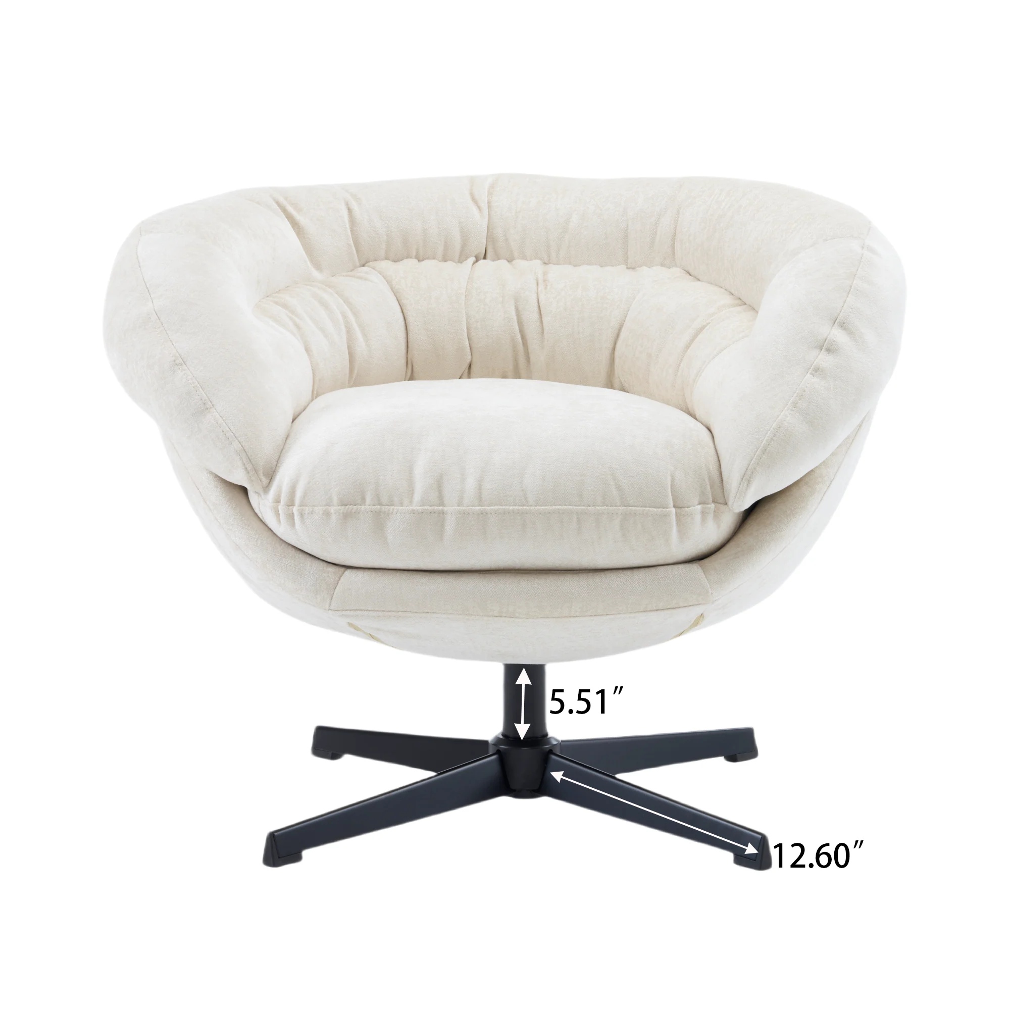 Olevate Chenille Upholstered 360 degree Swivel Arm Chair, Metal Cross-shape legs - furnishings
