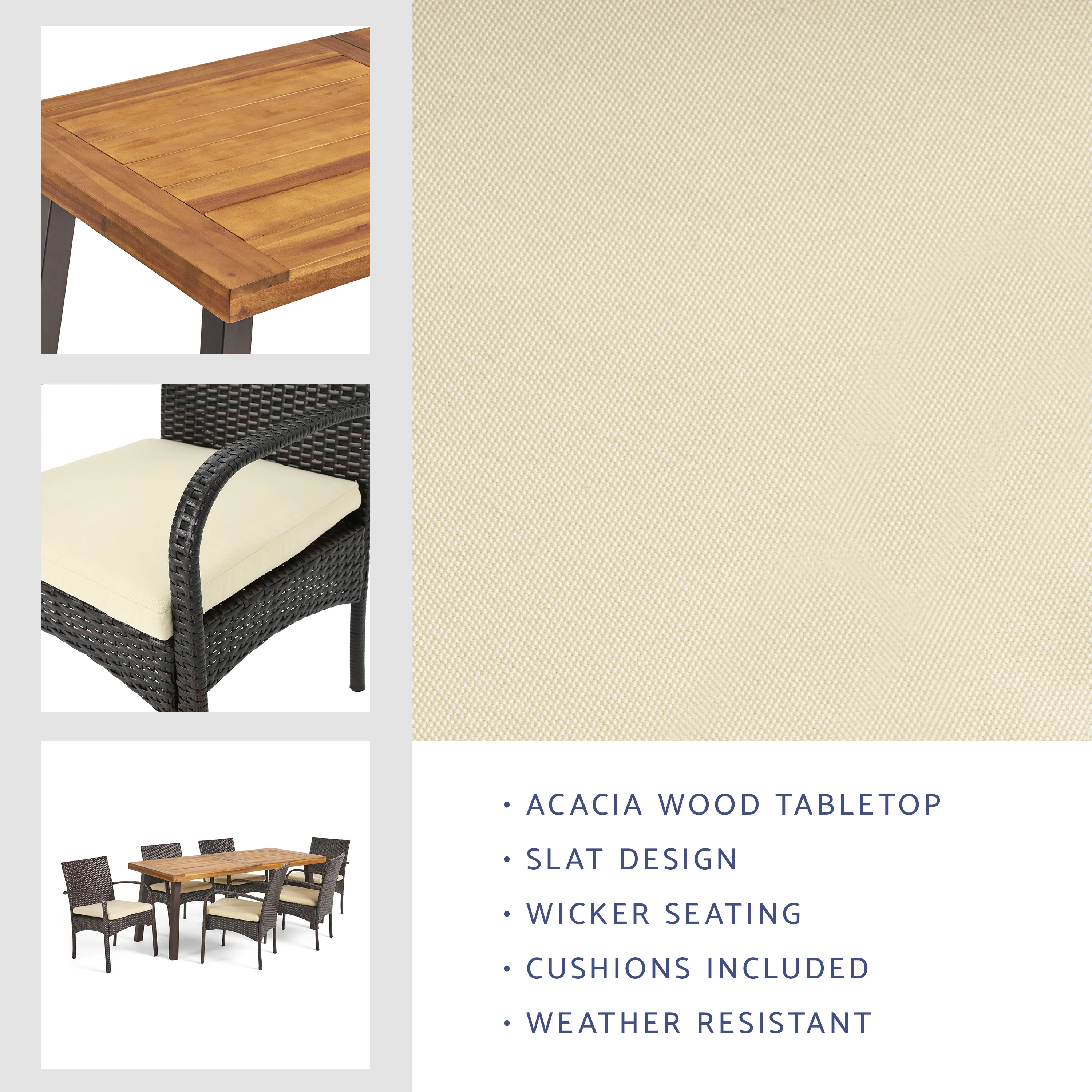 Sebastian Wicker and Wood 7 Pc. Dining Set - furnishings