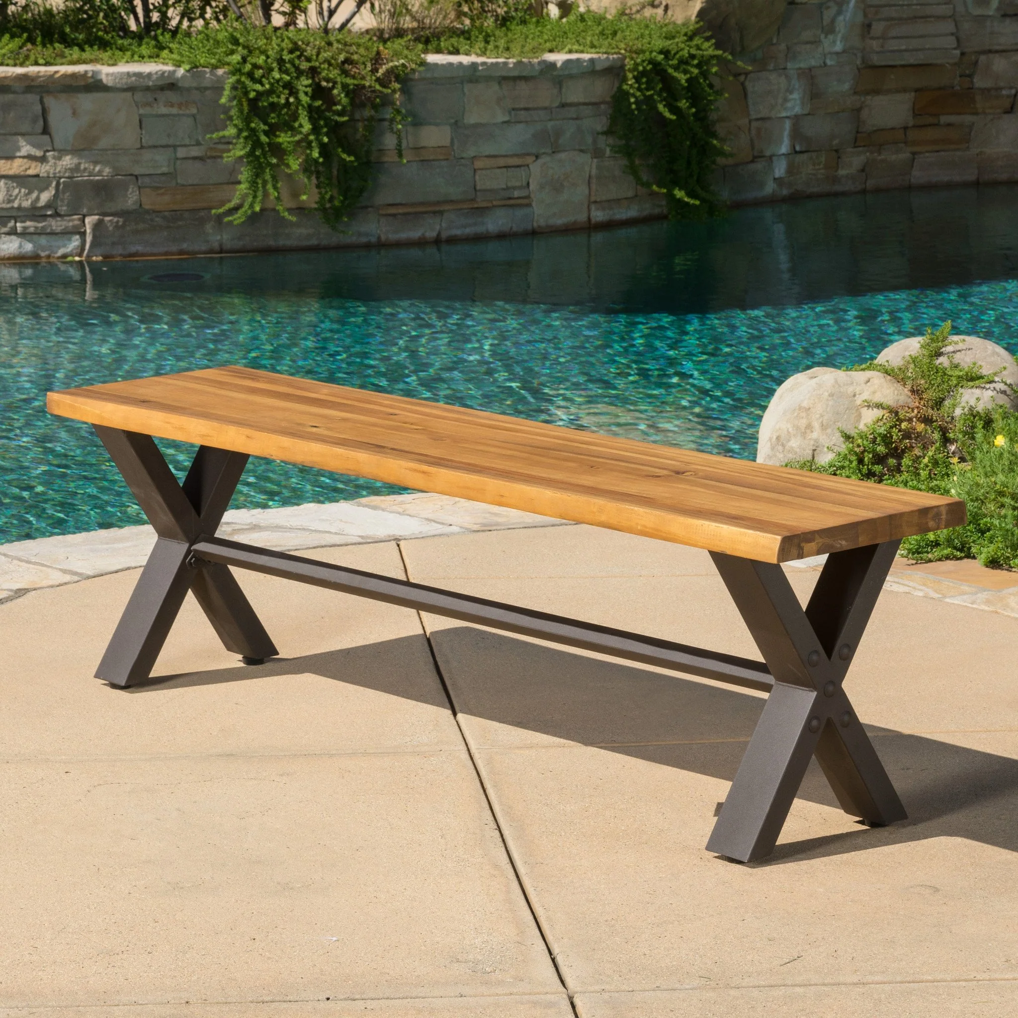 Irving Outdoor 3-piece Acacia Wood Dining Set - furnishings