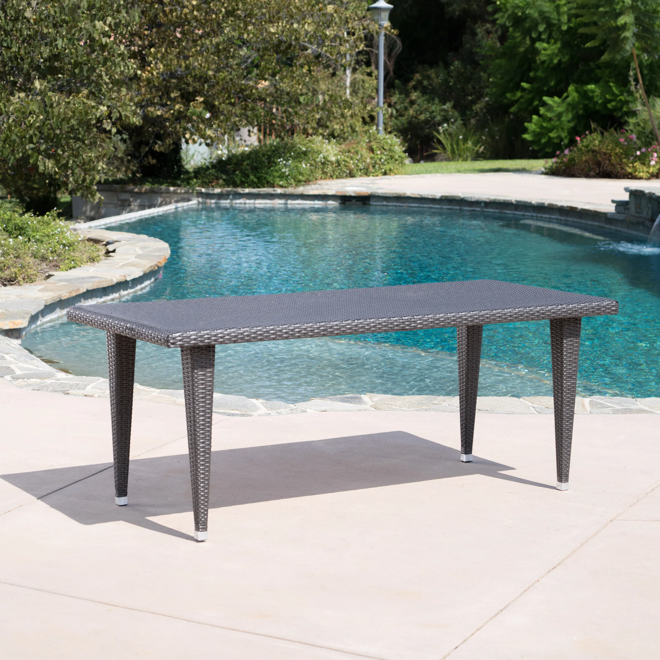 Grand Outdoor 9 Piece Wicker Dining Set with Water Resistant Cushions - furnishings