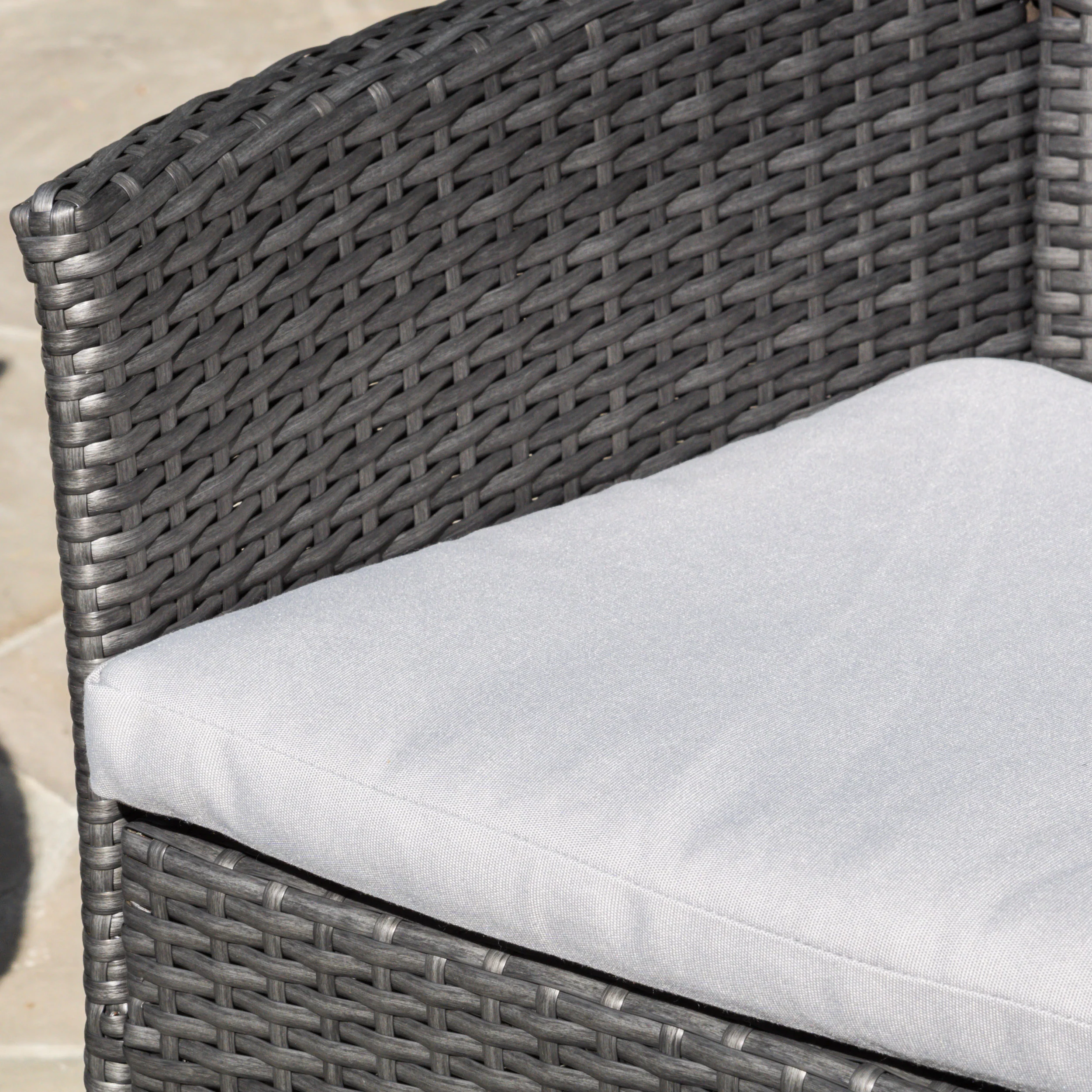 Mina Outdoor 4 Piece Wicker Chat Set with Water Resistant Cushions - furnishings