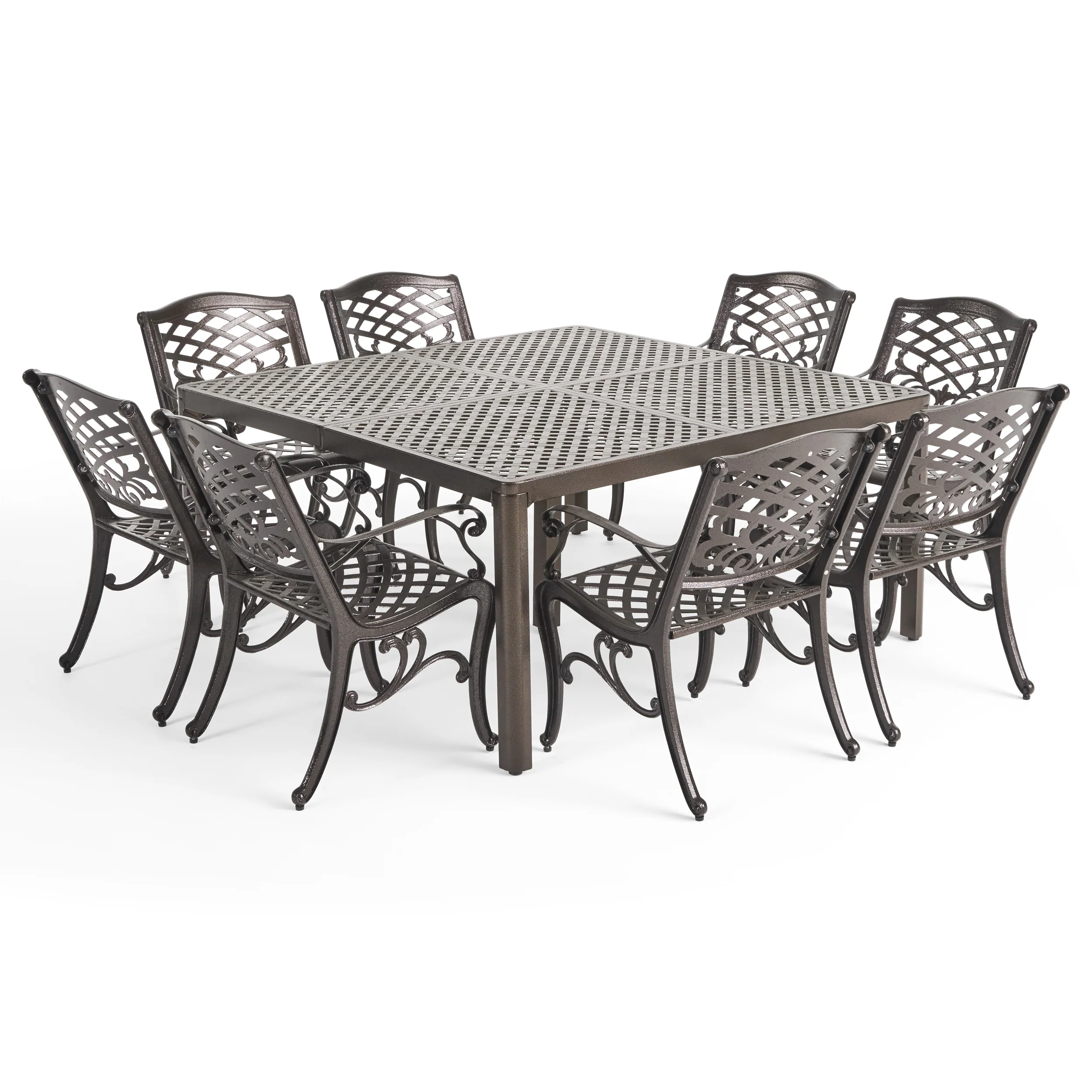 Laura Outdoor Aluminum 8 Seater Dining Set - furnishings
