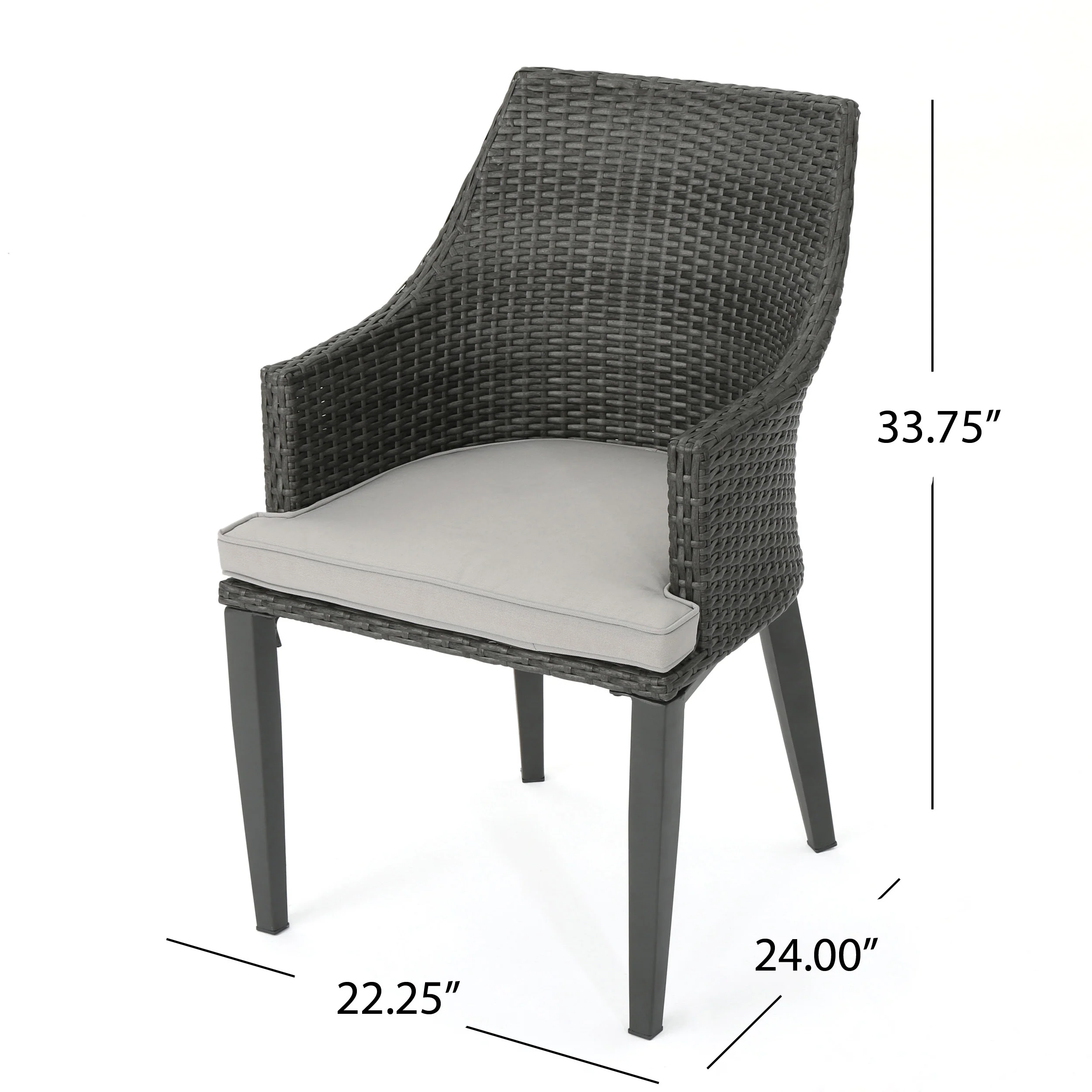 Lenny Outdoor 7 Piece Gray Wicker Dining Set with Water Resistant Cushions - furnishings