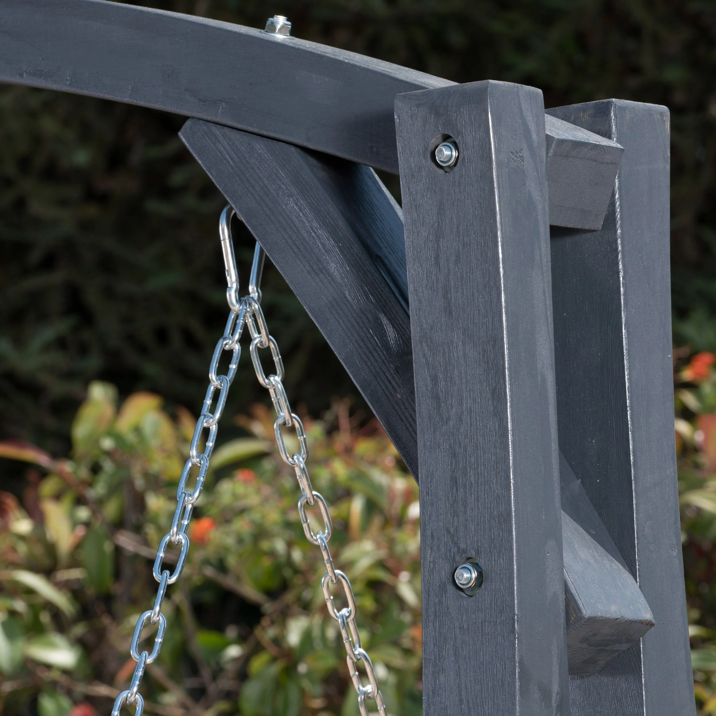 Tyrell Outdoor Grey Finished Larch Wood Swinging Loveseat - furnishings