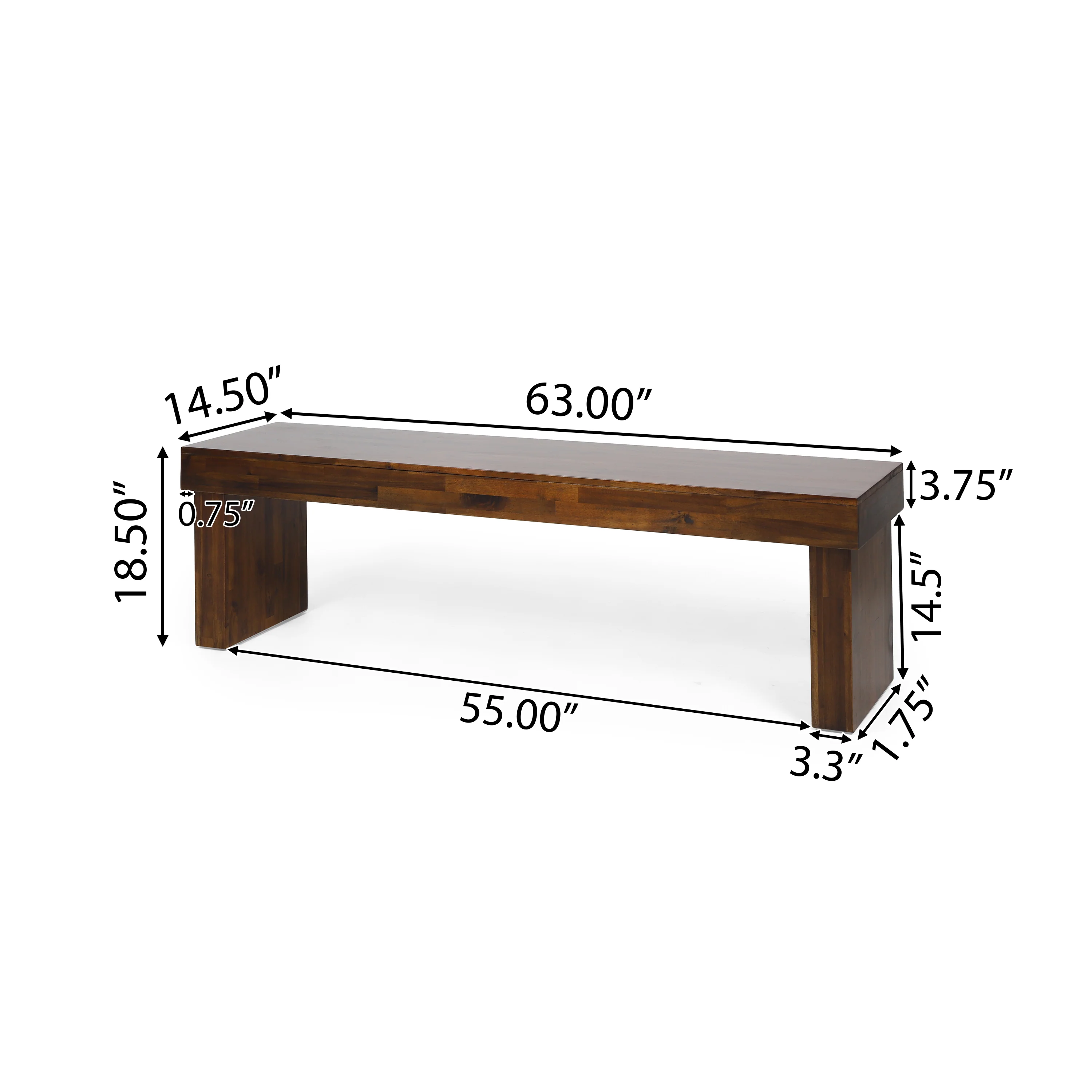Logan Acacia Wood Dining Benches, Set of 2, Rich Mahogany - furnishings