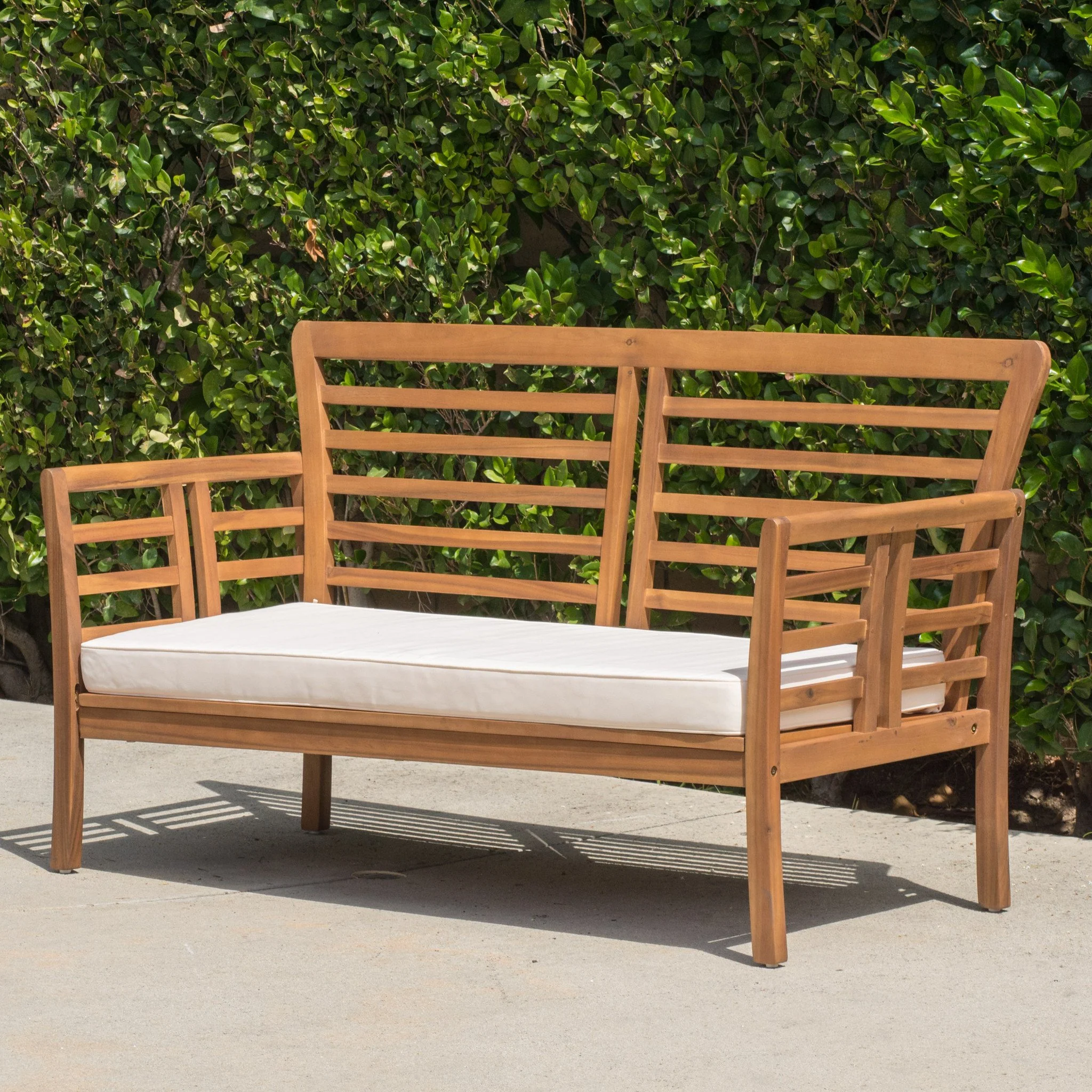 Louis Outdoor 4-piece Solid Wood Chat Set with Cushions - furnishings