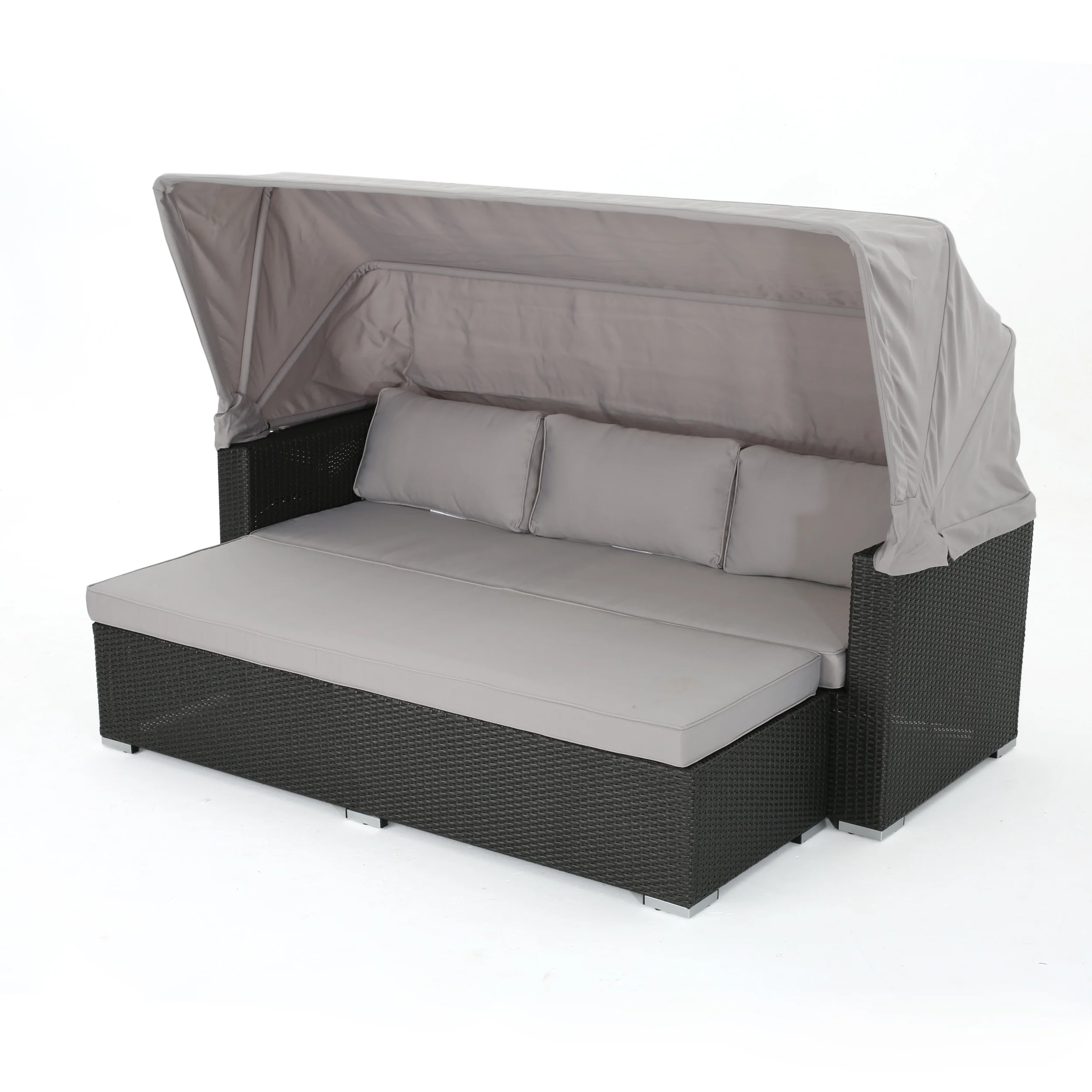 Grayson Outdoor Aluminum Framed Wicker Sofa with Water Resistant Canopy - furnishings