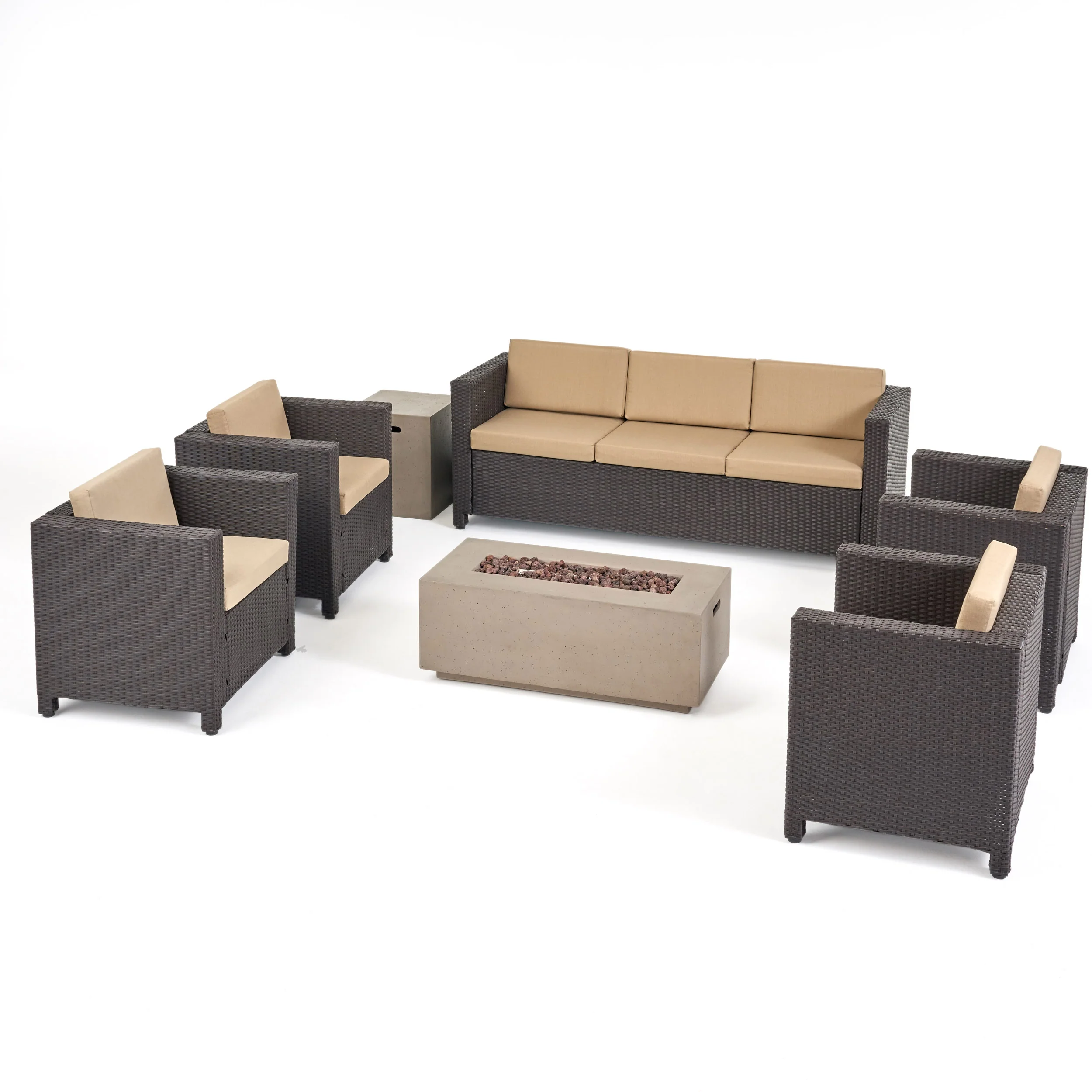 Venice 7-Seater Outdoor Fire Pit Sofa Set - furnishings