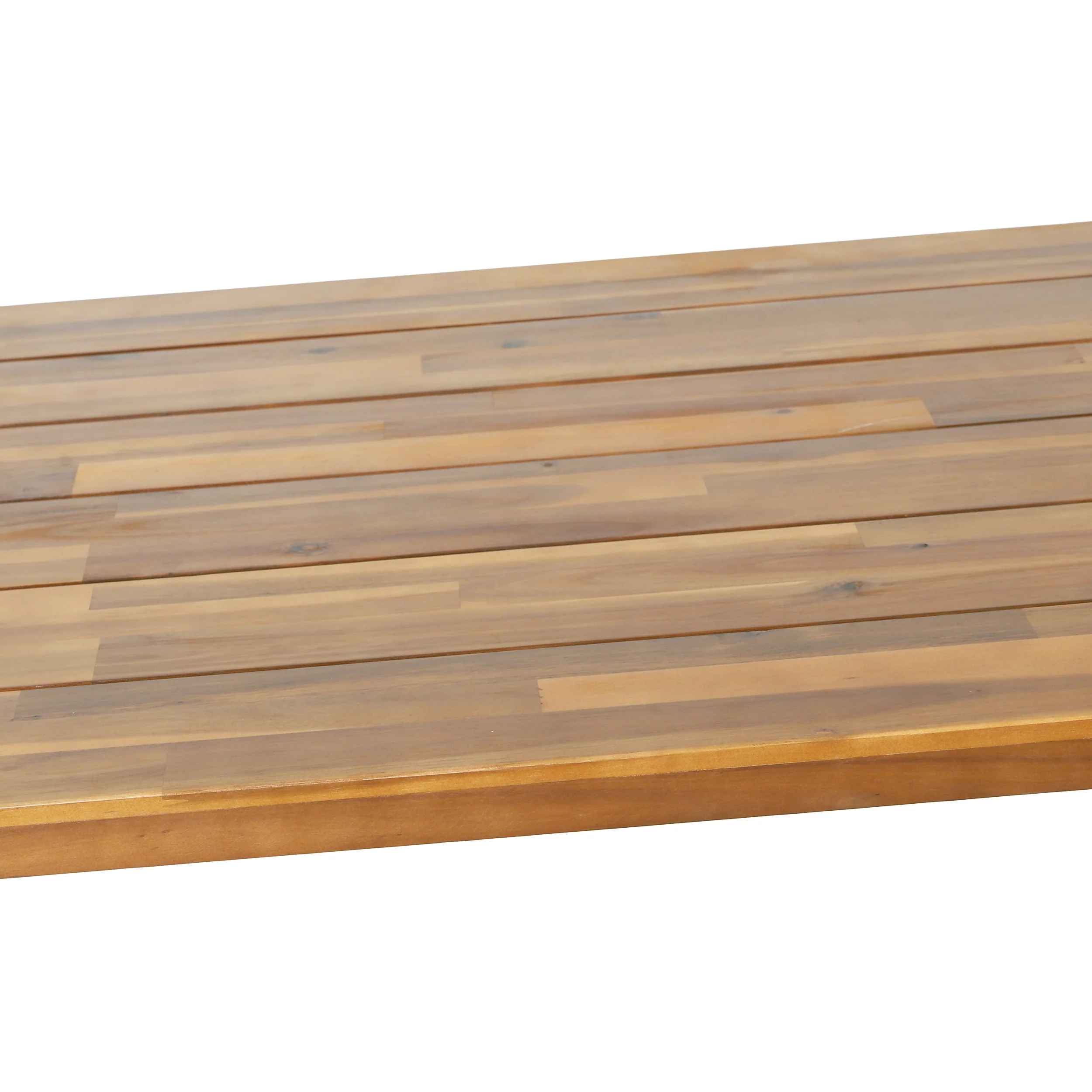 Pepple Outdoor Acacia Wood 3 Piece Picnic Dining Set, Teak and Black - furnishings