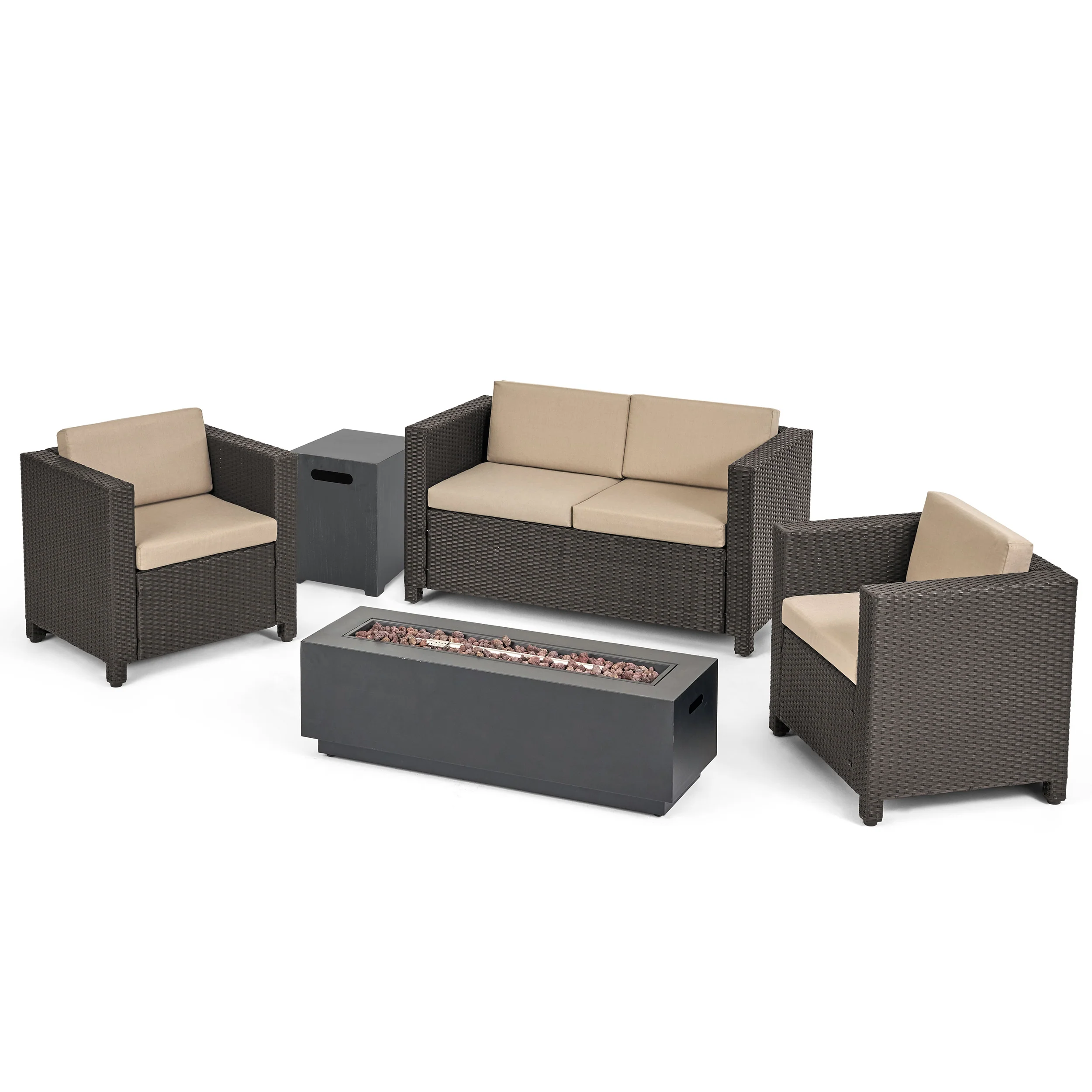 Venice 4-Seater Outdoor Fire Pit Sofa Set - furnishings