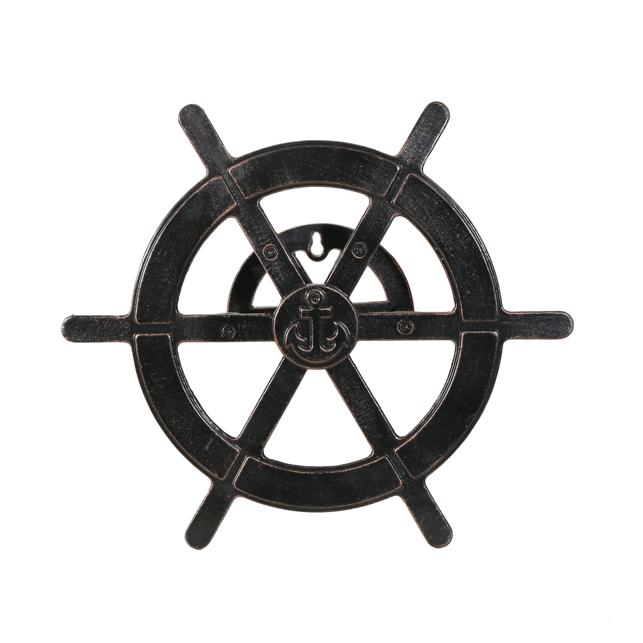 Chole Outdoor Patina Copper Aluminum Ship Wheel Hose Holder - furnishings