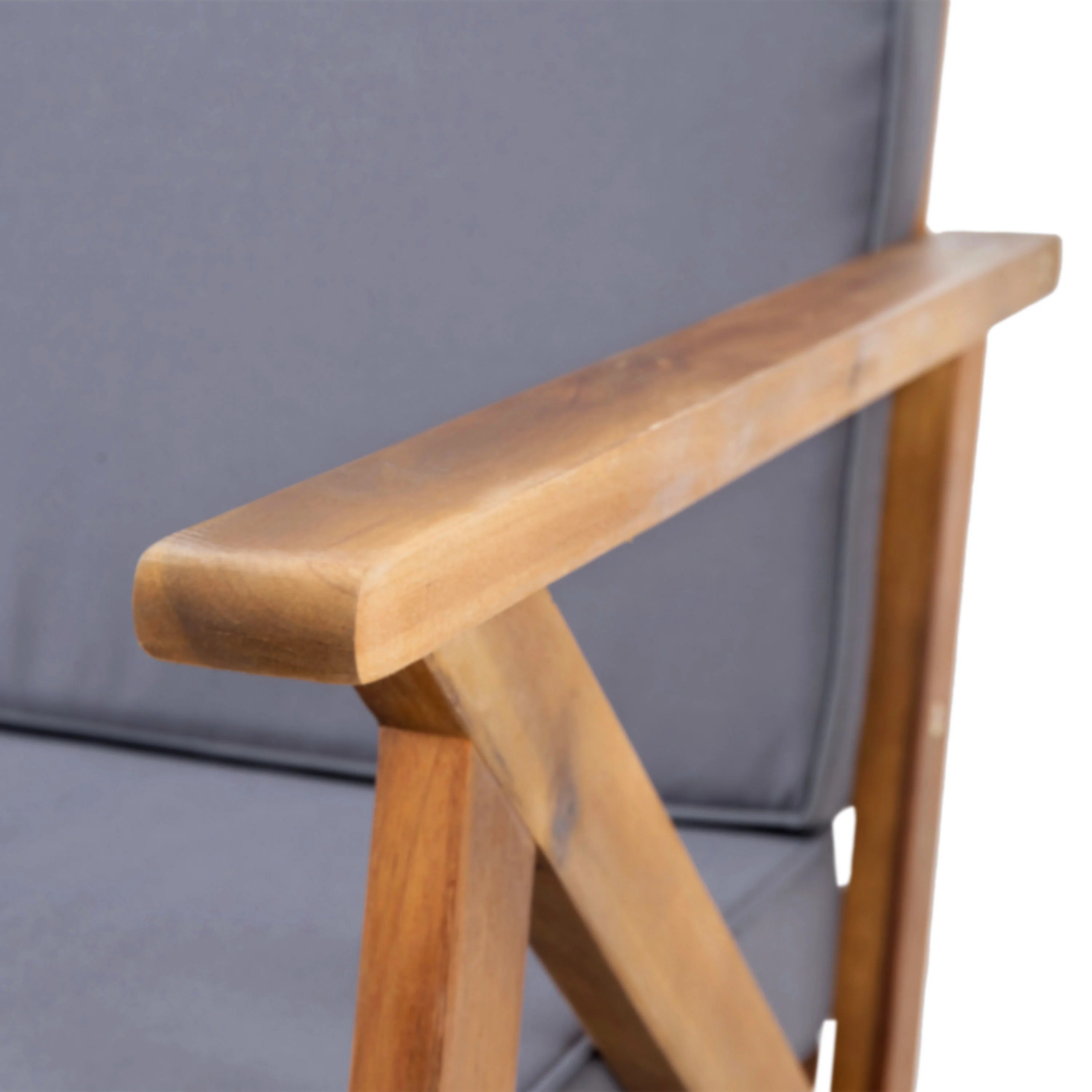 Manarola 4 Pc Outdoor Natural Wood Finish Chat Set w/ Water Resistant Cushion - furnishings