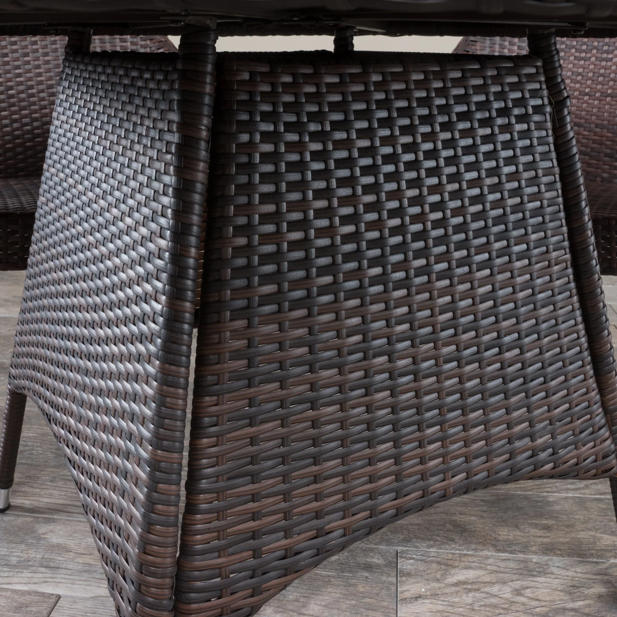 Lorelei Outdoor 5-Piece Multi-Brown Wicker Round Dining Set with Umbrella Hole - furnishings