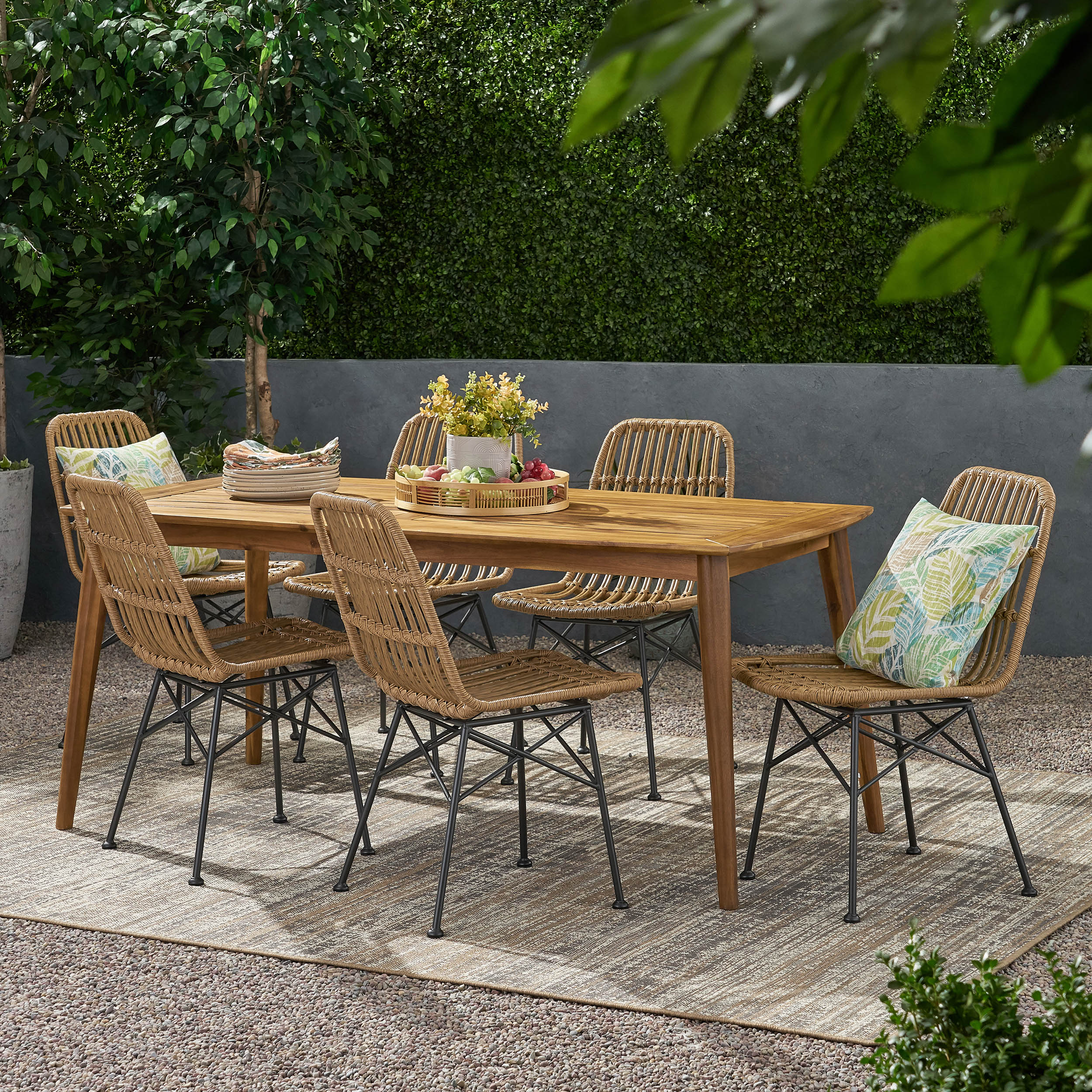 Kendal Outdoor 6 Seater Wicker Dining Set - furnishings