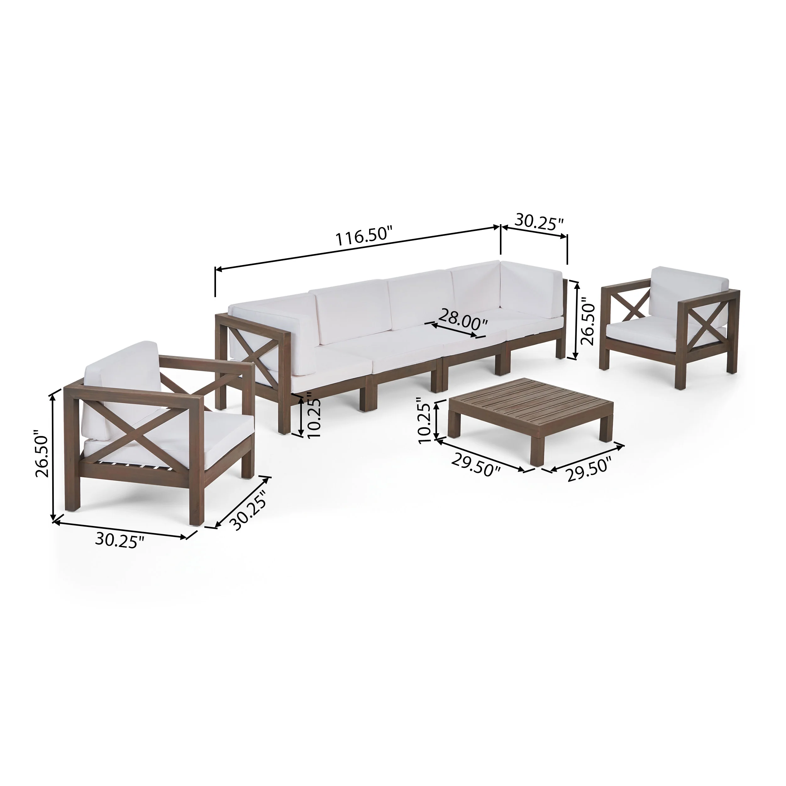 Morgan Outdoor 6 Seater Acacia Wood Sofa Chat Set - furnishings