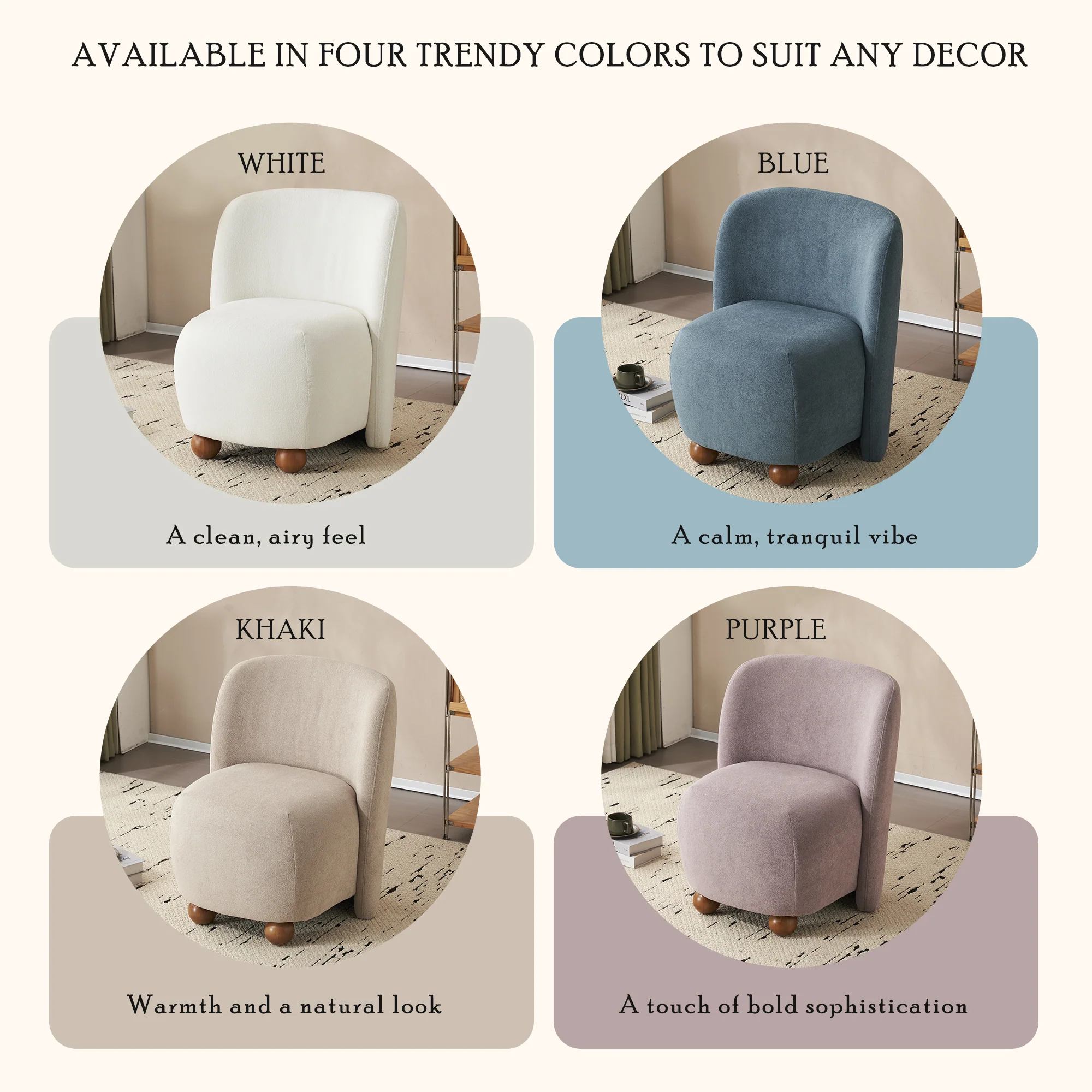 Sallia Ultra-Soft Modern Low-Back Armless Accent Chair, Multiple Color - furnishings