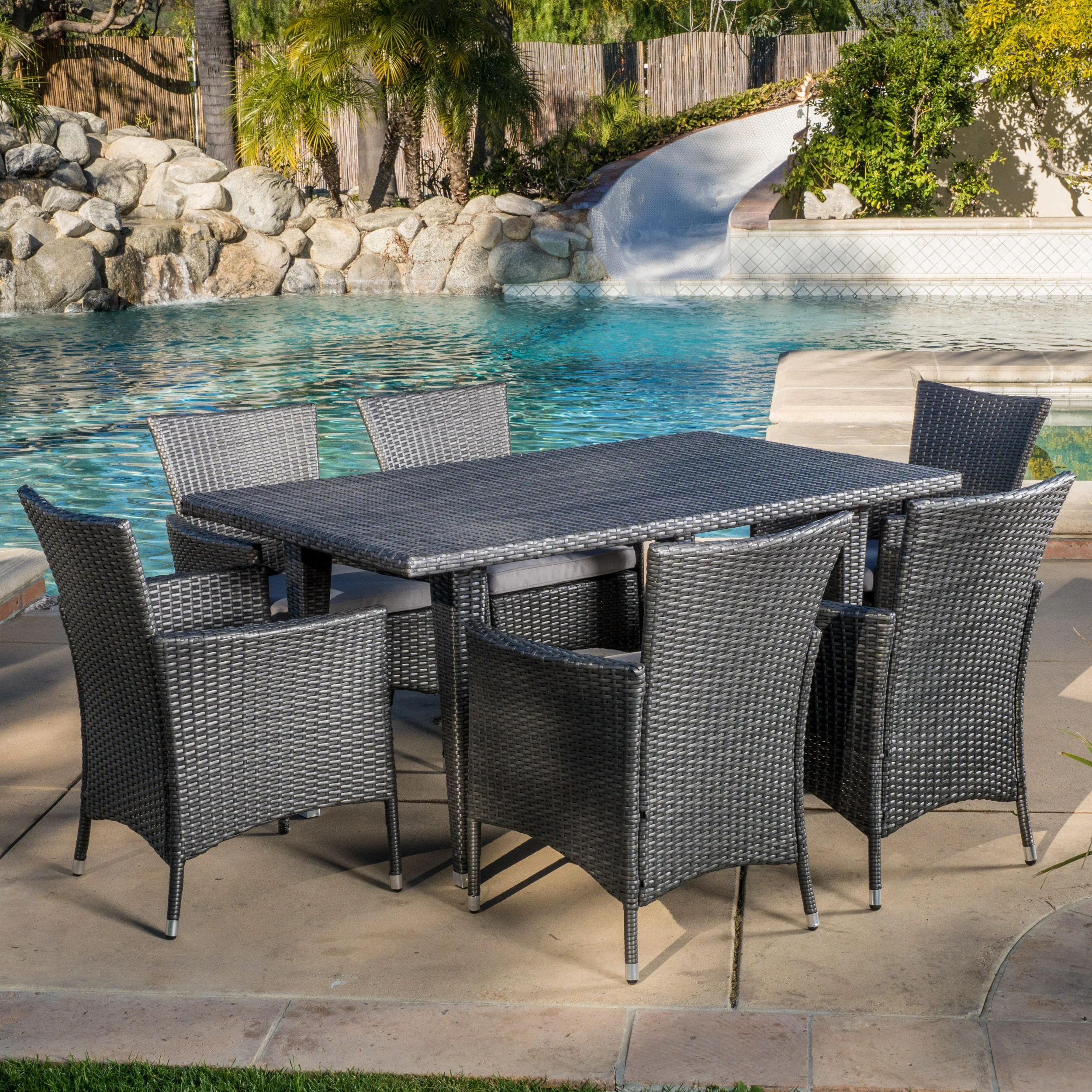 Malta Outdoor 7pc Grey Dining Set - furnishings