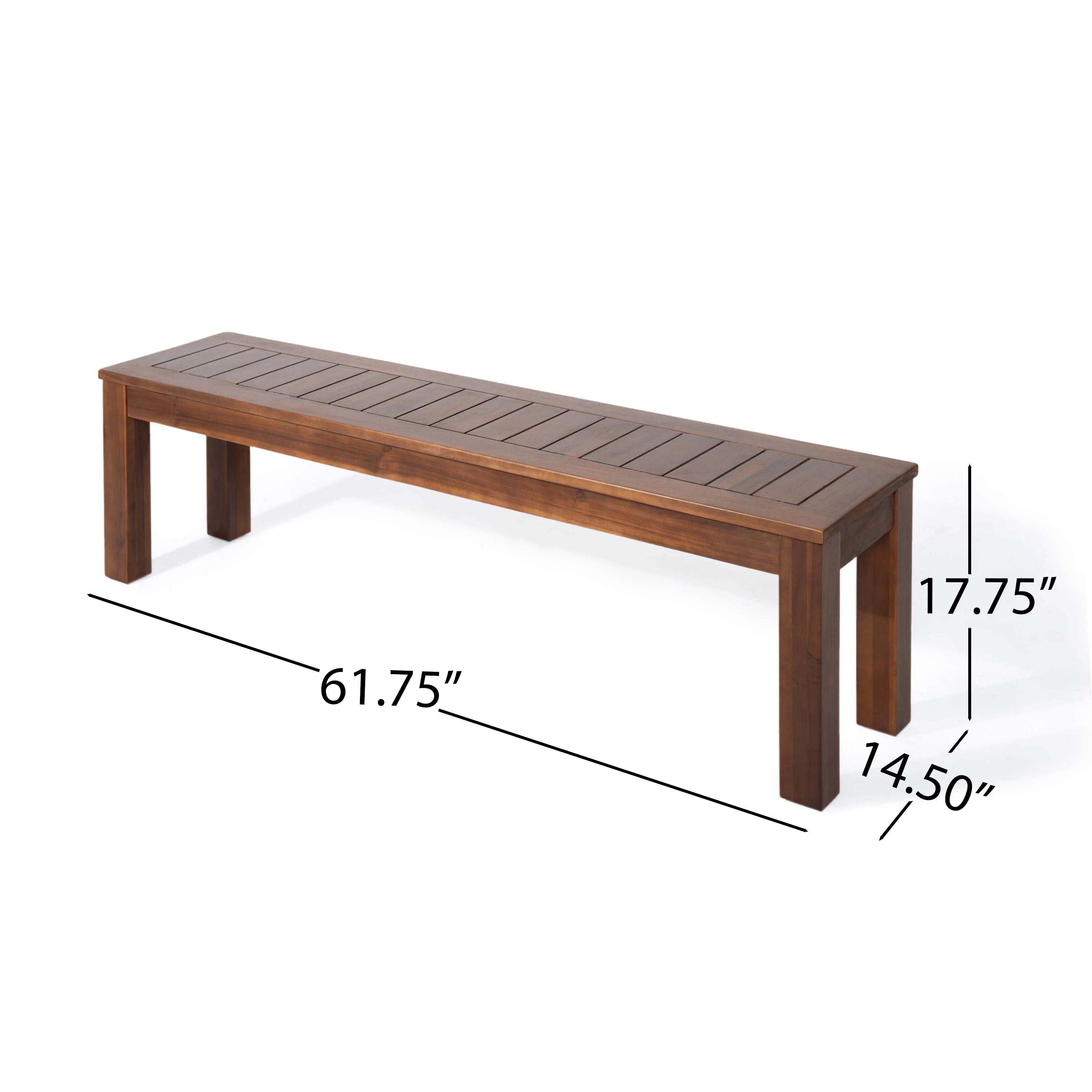 Ebany Outdoor Acacia Wood Dining Bench, Set of 2, Dark Brown - furnishings